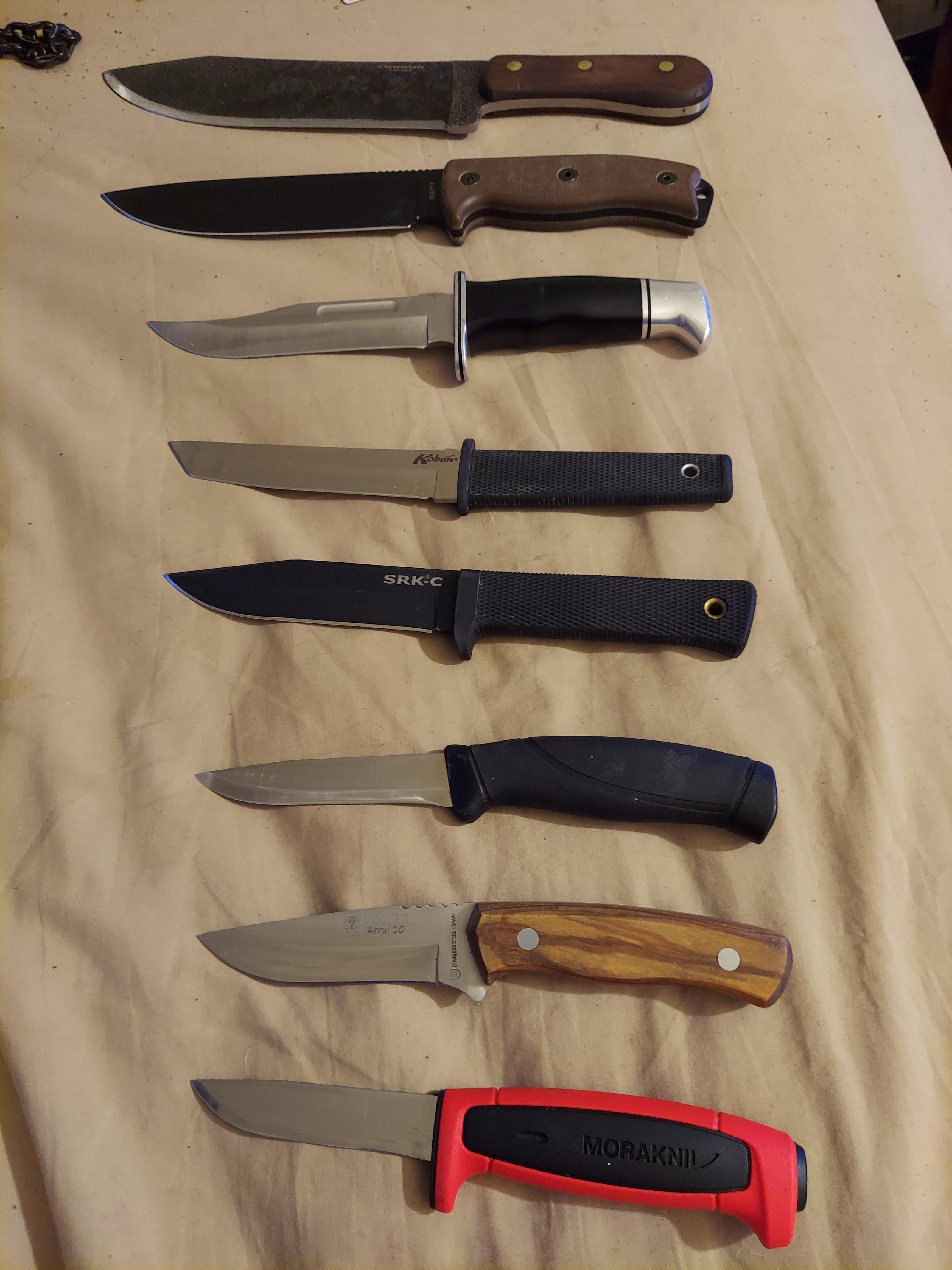 Fixed blade collection. Condor Hudson Bay, okc rat 7, buck 119, cold