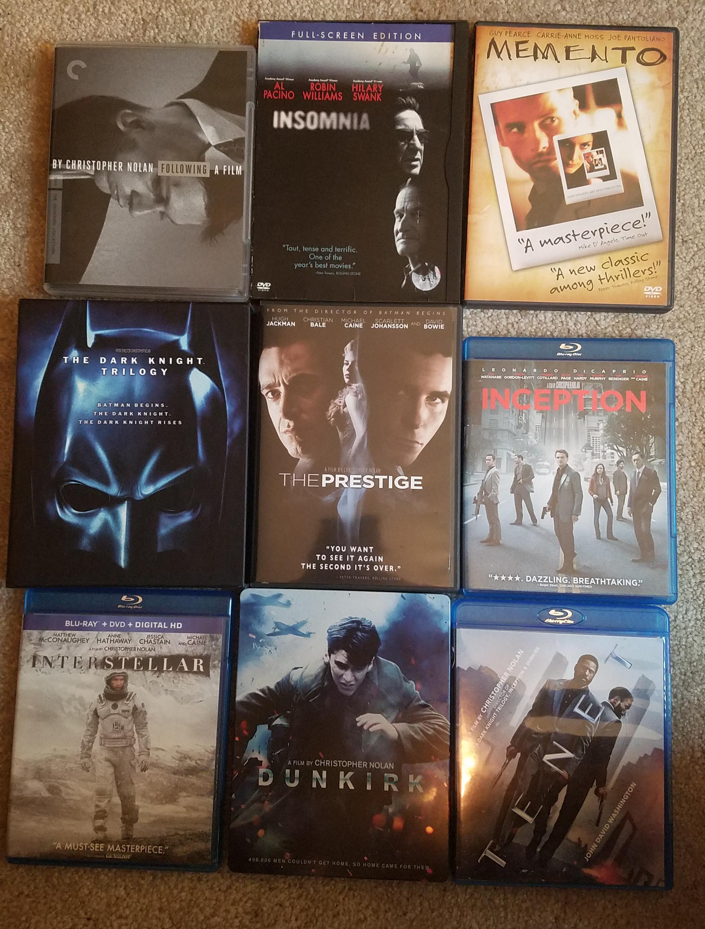 I finally have all 11 Christopher Nolan films on Bluray/DVD and I
