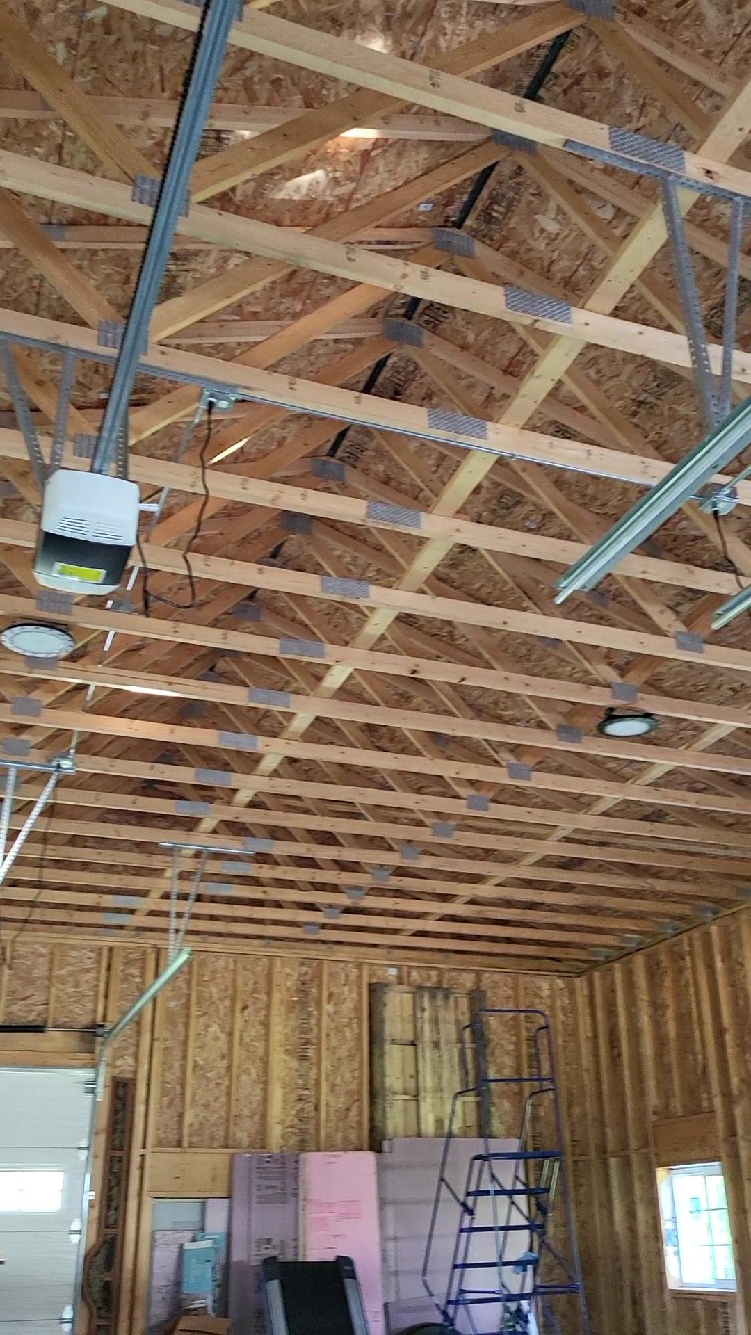 garage ceiling! Here's the plan 7/16 OSB and vapor barrier for the