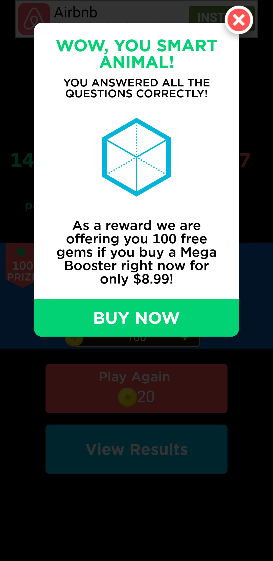 What happens when you win a game of QuizUp r/assholedesign