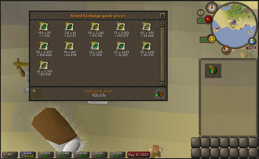 Loot from 96 Herb Boxes [Tithe Farm] r/2007scape