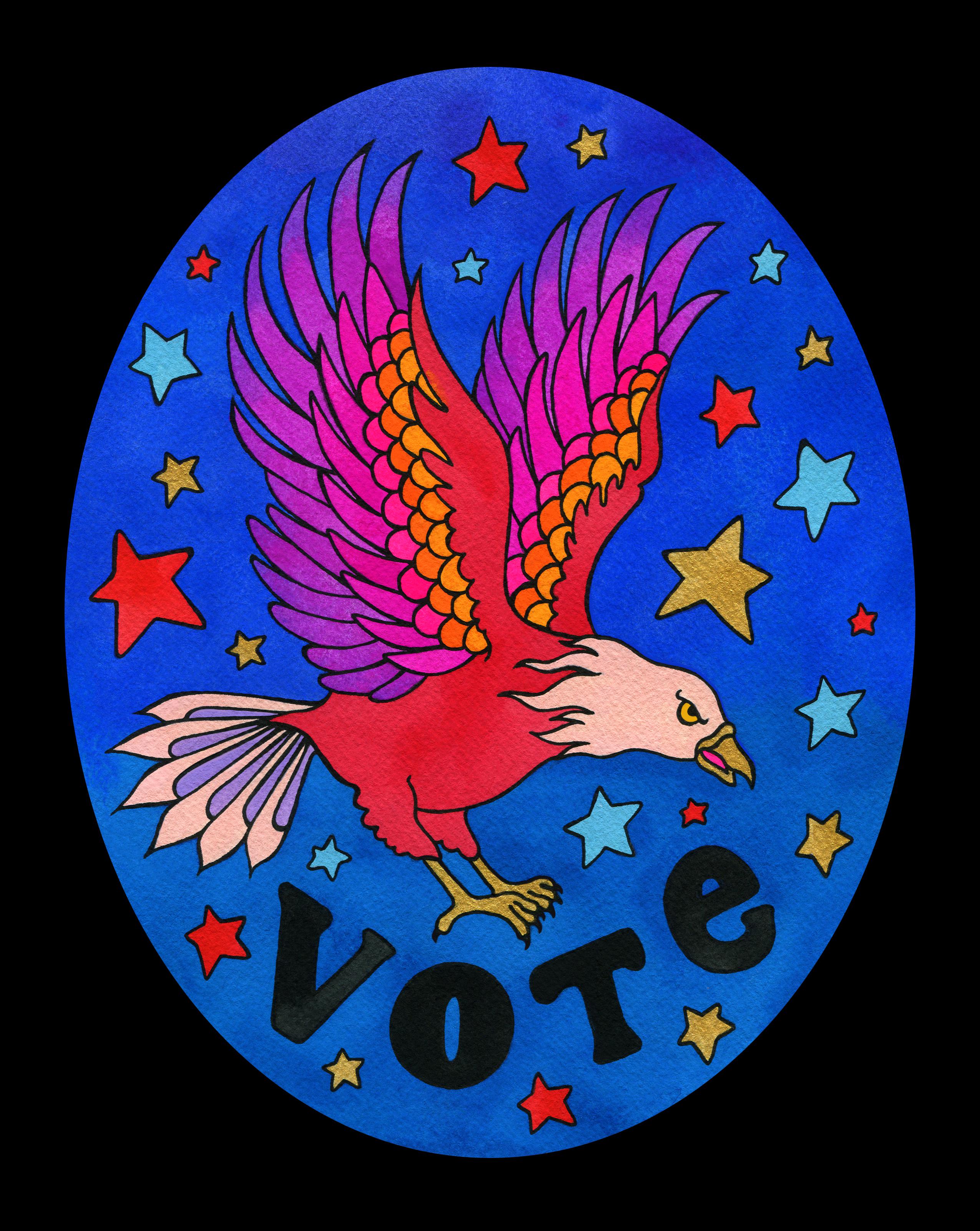 Artwork Vote, Rachel Rosenkoetter, Acrylic Gouache and Ink on