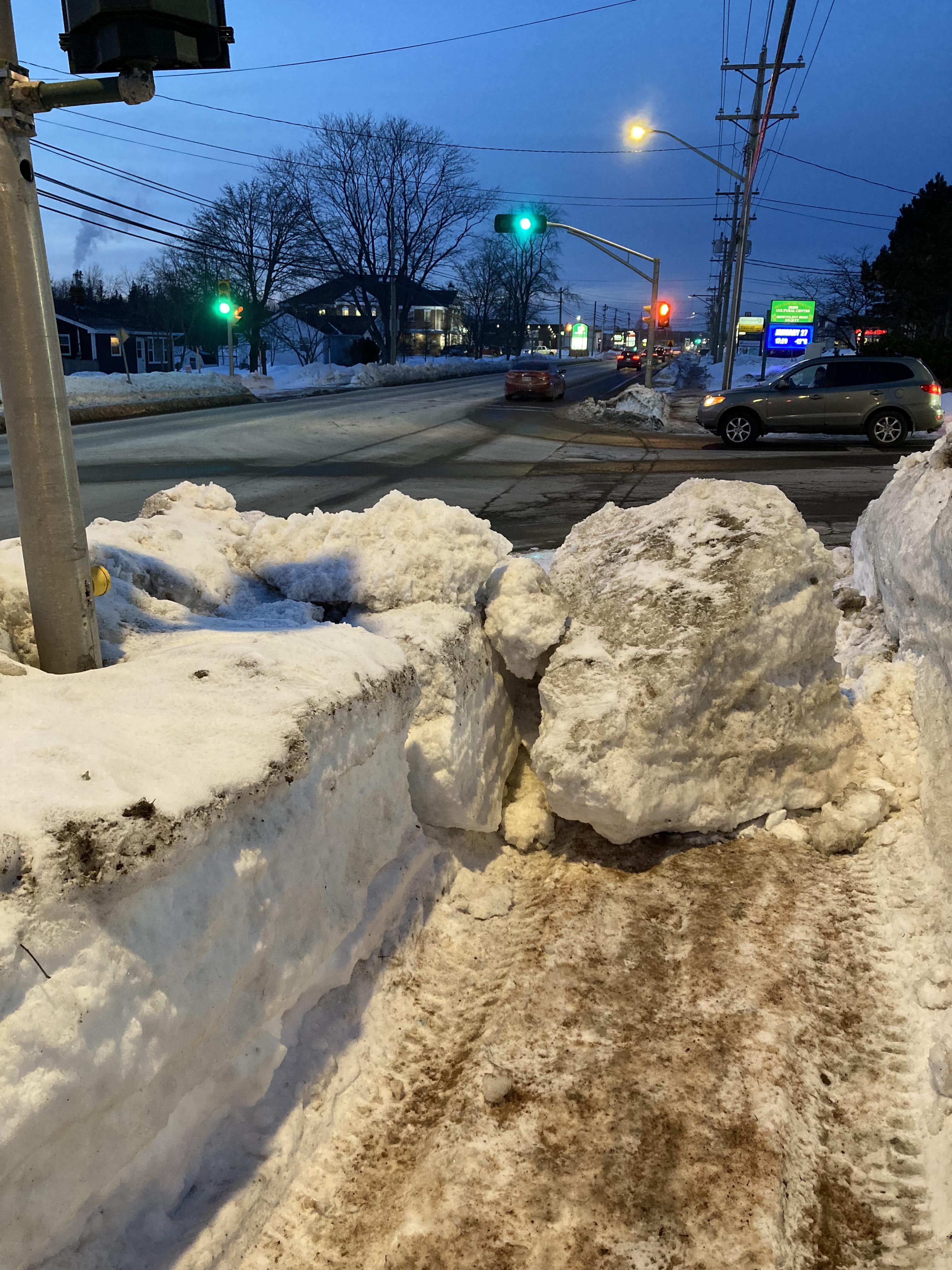 Sidewalk blocked on North River Road. If you have mobility issues it