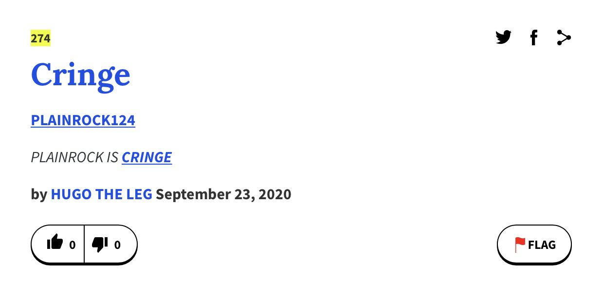 oh no the little kids are on the urban dictionary now r/plainrock124