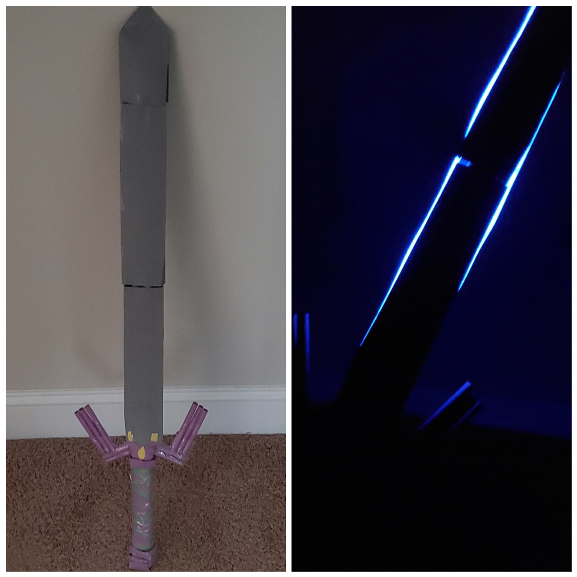 Paper master sword i made i added glow sticks on the side papercraft