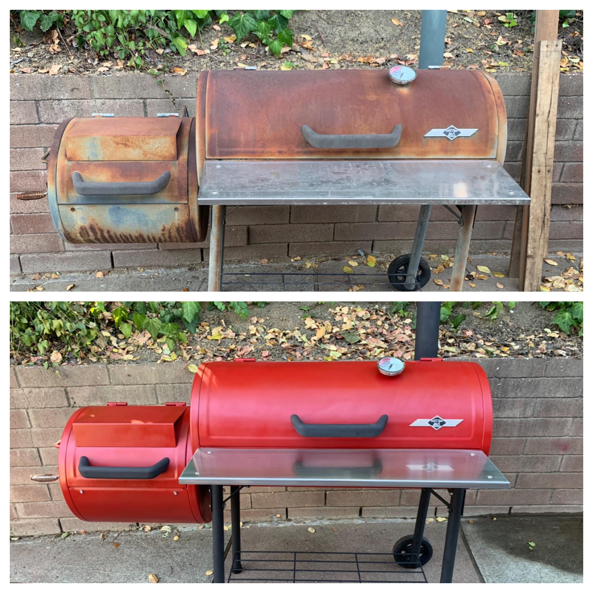 Craigslist smoker before/after. Paid 20 bucks for it, then spent a