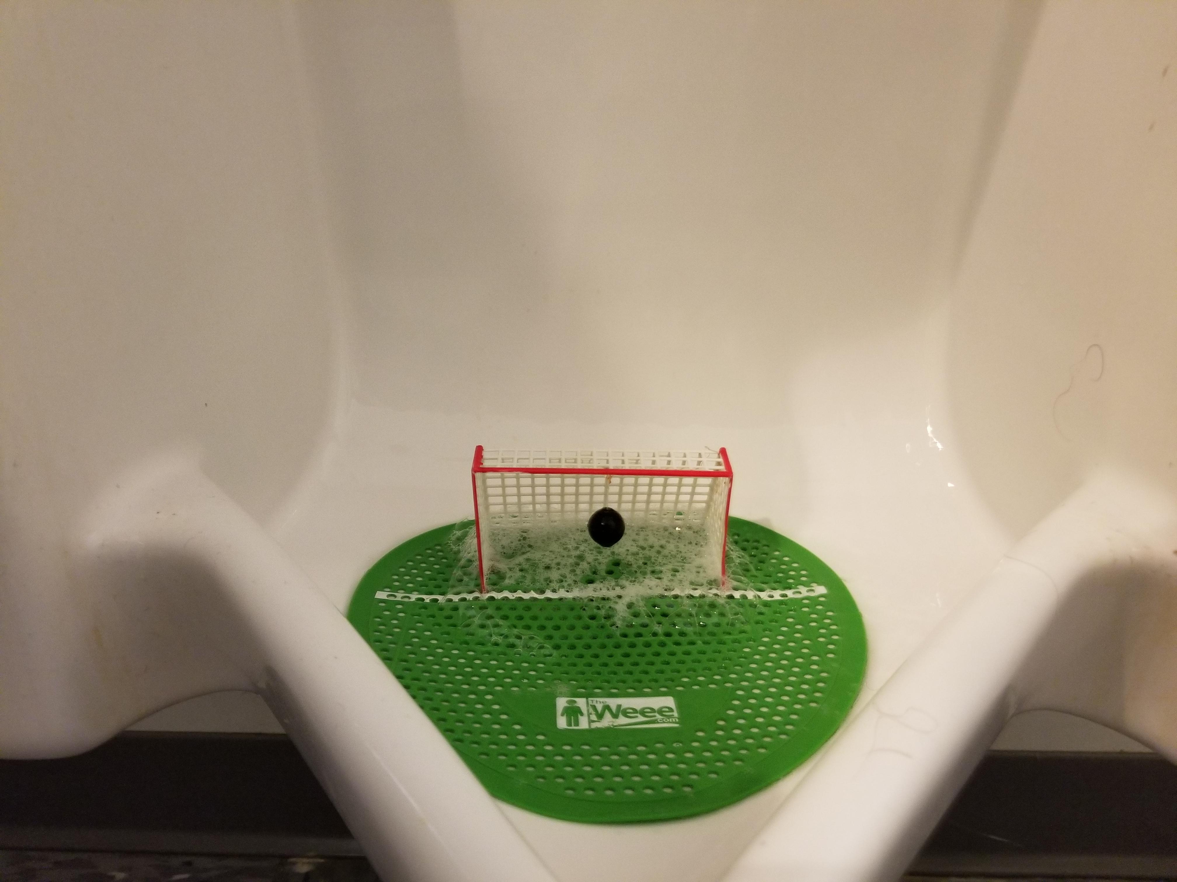 This urinal with a soccer goal inside r/mildlyinteresting