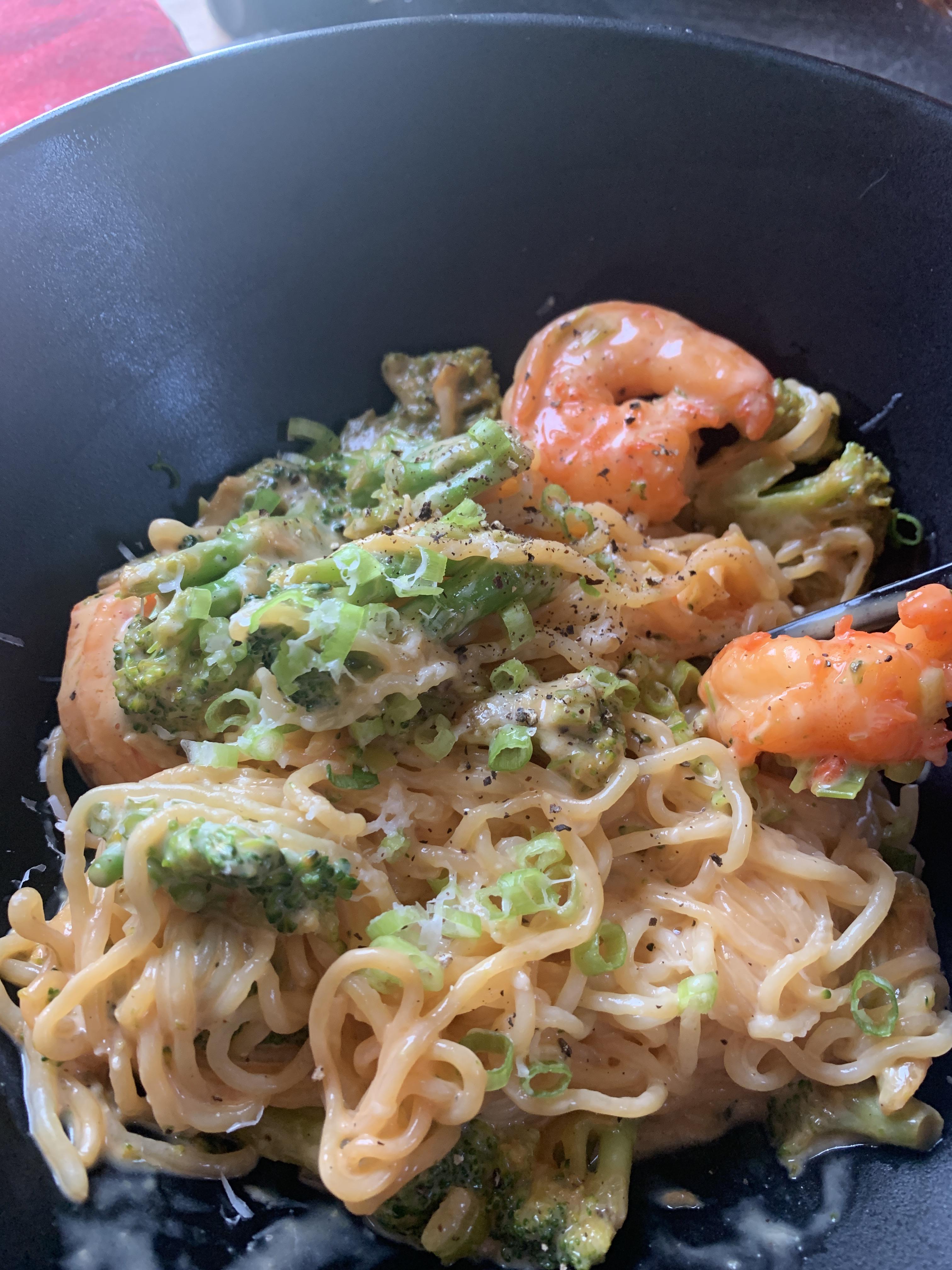 Shirataki Alfredo with Shrimp! Extremely satisfying and clocks in at