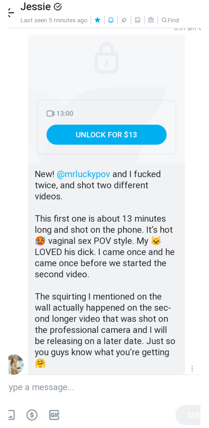 she sent it the one she did with Mrluckypov : JessieRogersX