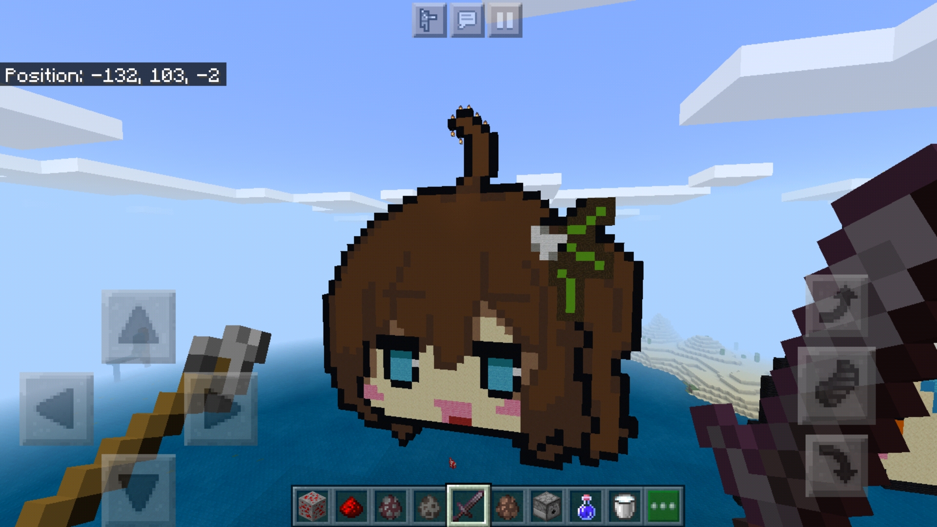 Made a pixel art of Matsuri in my friend's minecraft realm Hololive