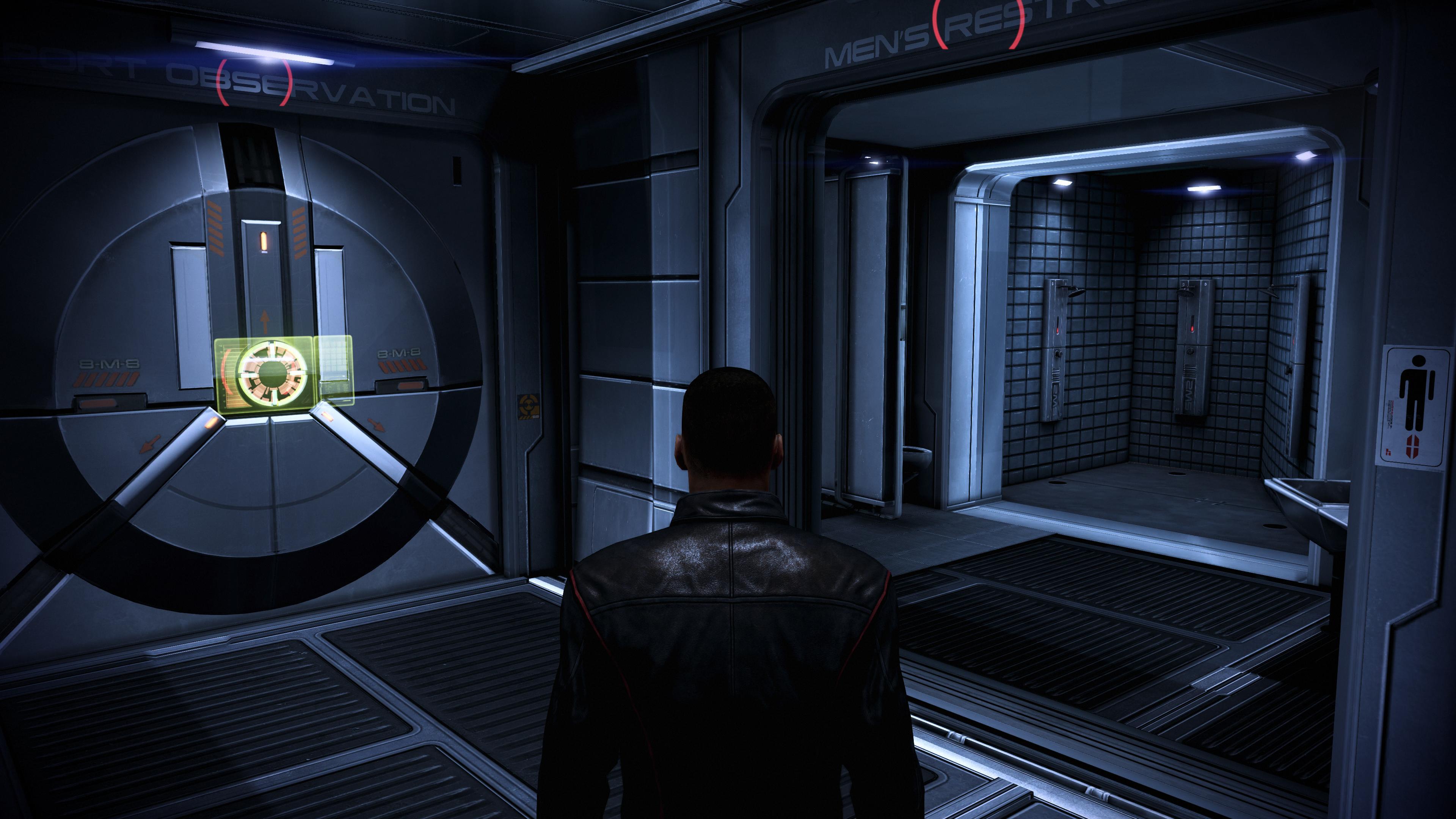 The layout of the Normandy in ME3 is crazy, specially the bathroom, I