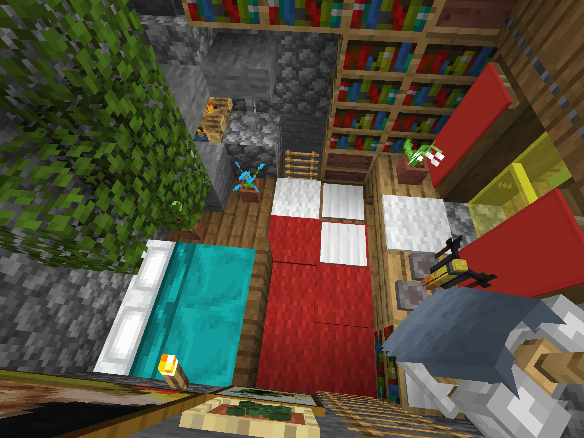 Little Study/Bedroom in my wizard tower I’m working on. r/DetailCraft