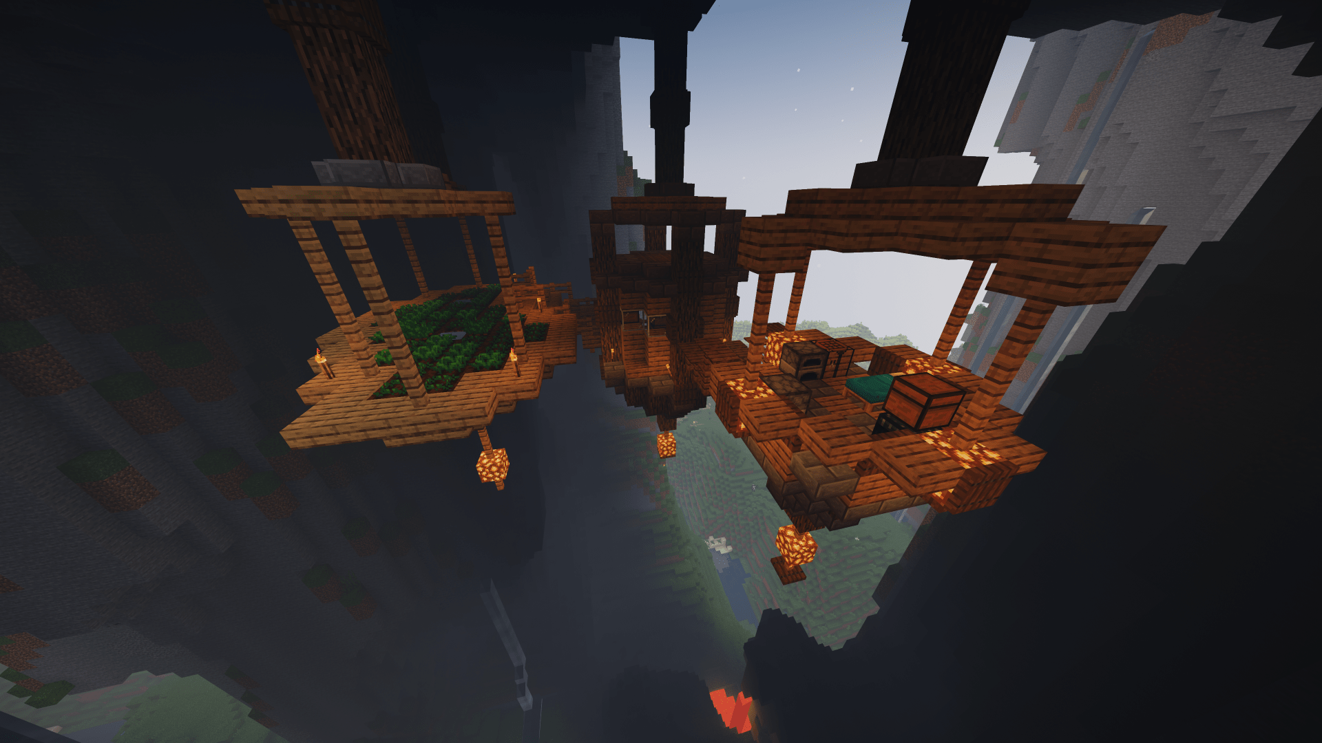 hanging house from amplified giant cave r/Minecraft