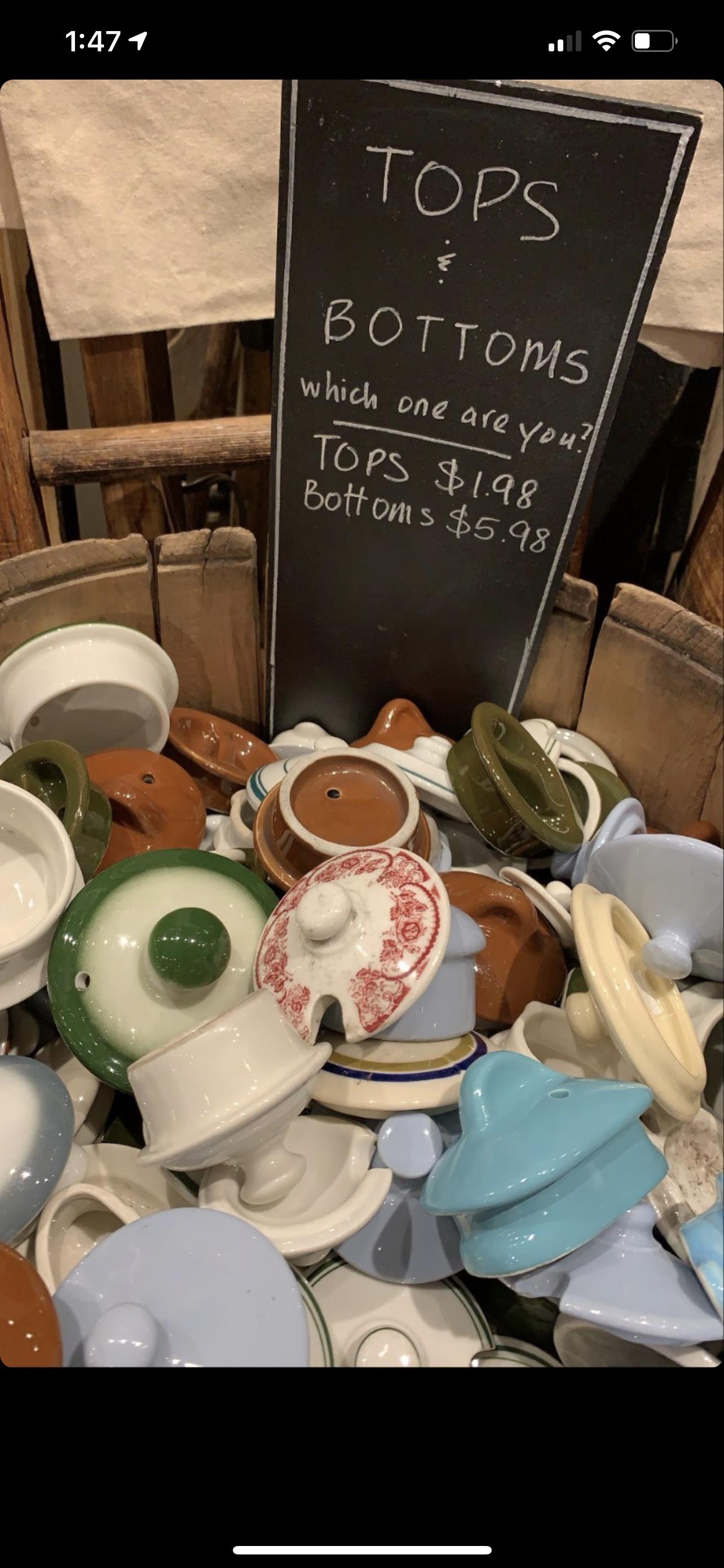 Literally the only time bottoms are ever worth more than tops r