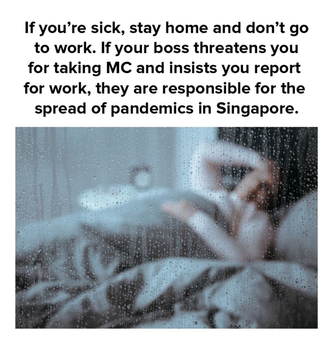 Dont go to work if you are sick r/SingaporeRaw