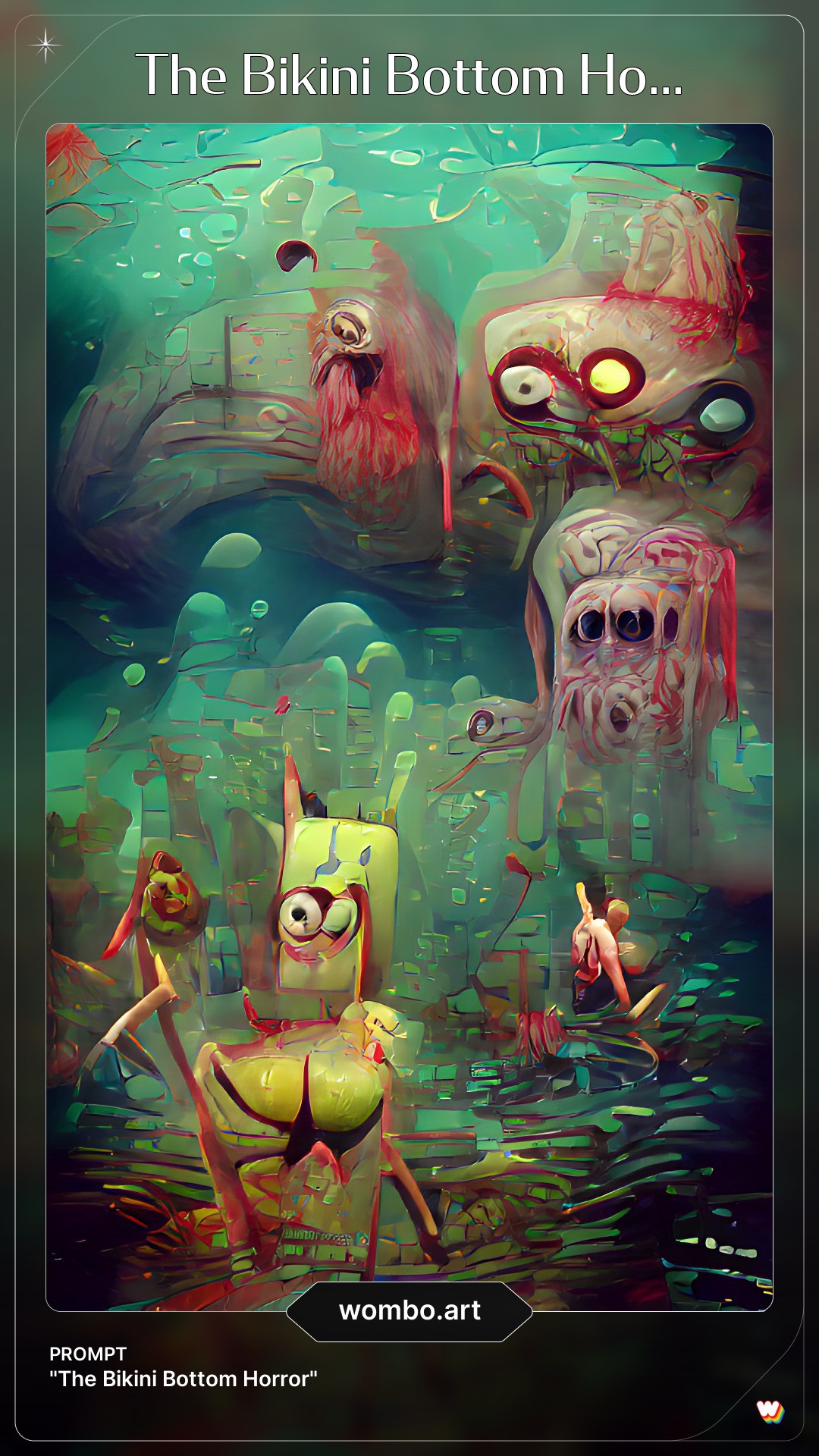 I put the name of the Bikini Bottom Horror into an art generator and
