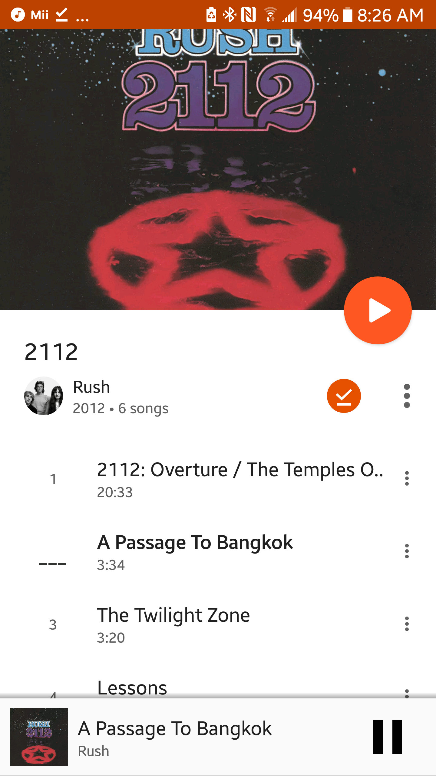 According to Google Play Music 2112 is from 2012? rush