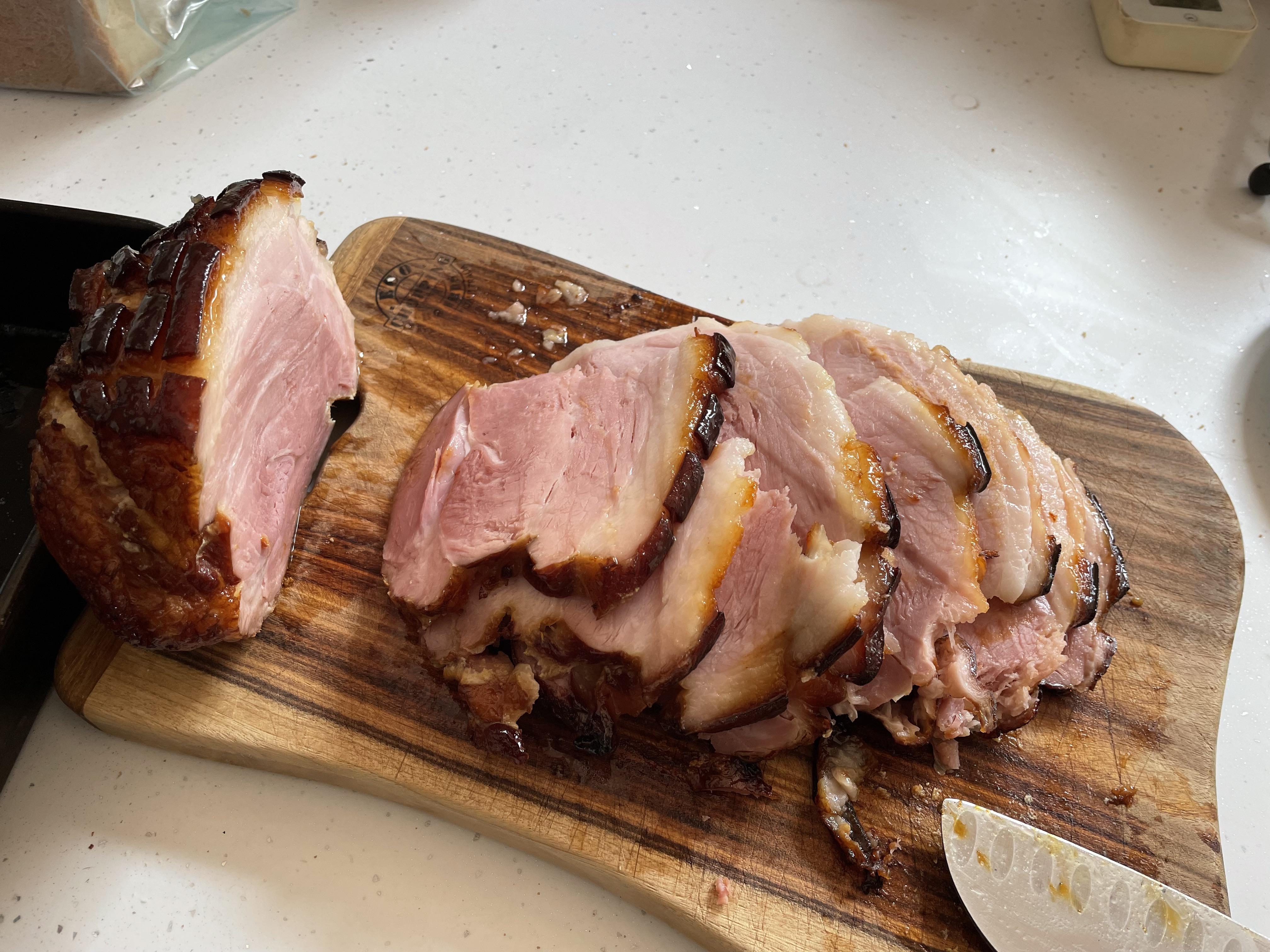 [Homemade] Bourbon and honey glazed gammon joint food
