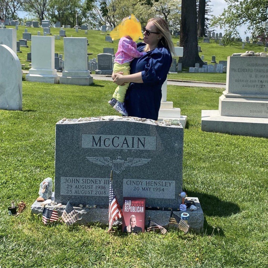 Meghan McCain appears to stage a photo op for her book at her late