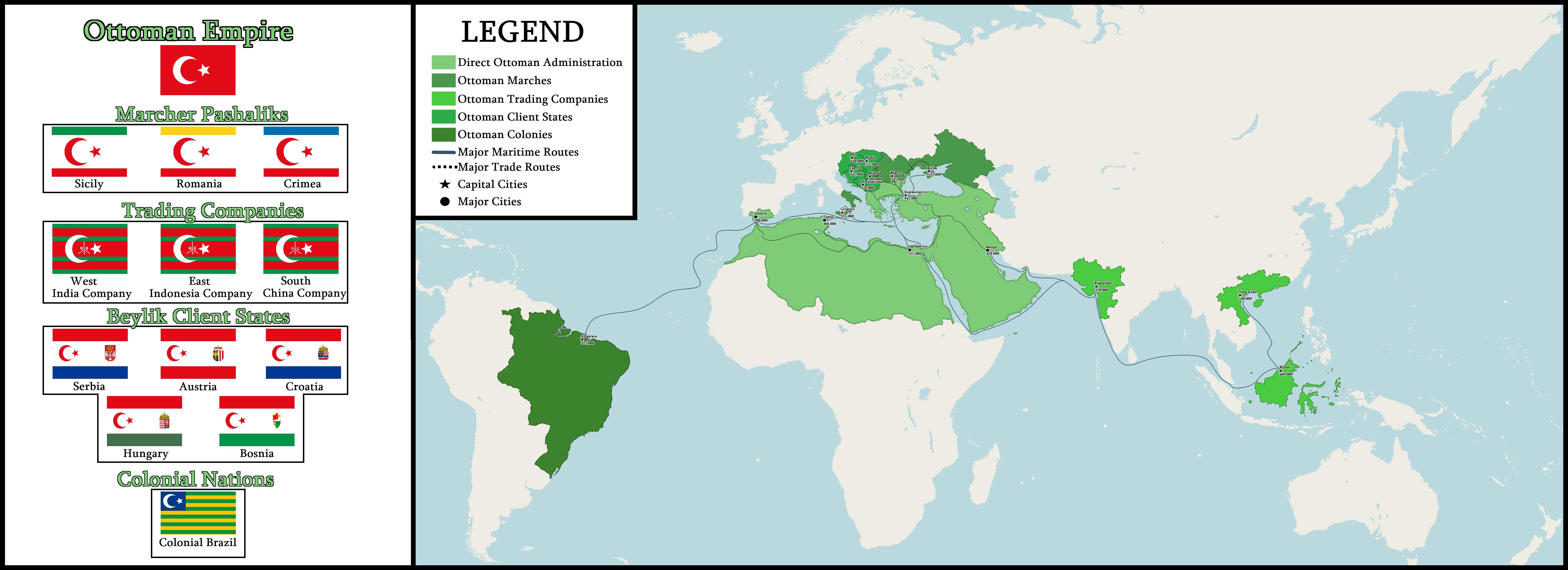 Ottoman Colonial Empire. Ca. 1820. Based on an EU4 Campaign. r