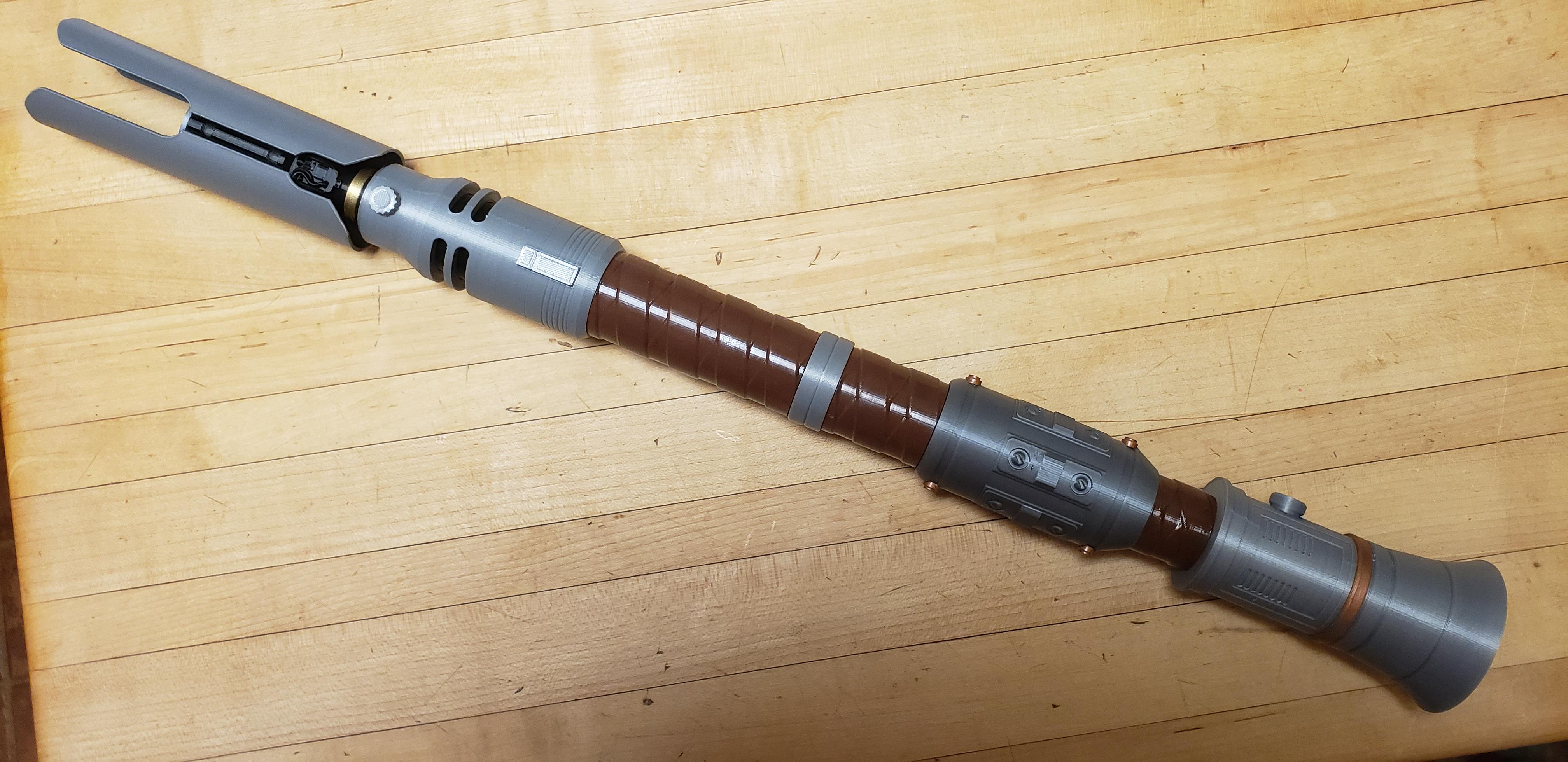 I modeled and printed Cal Kestis' new lightsaber r/lightsabers