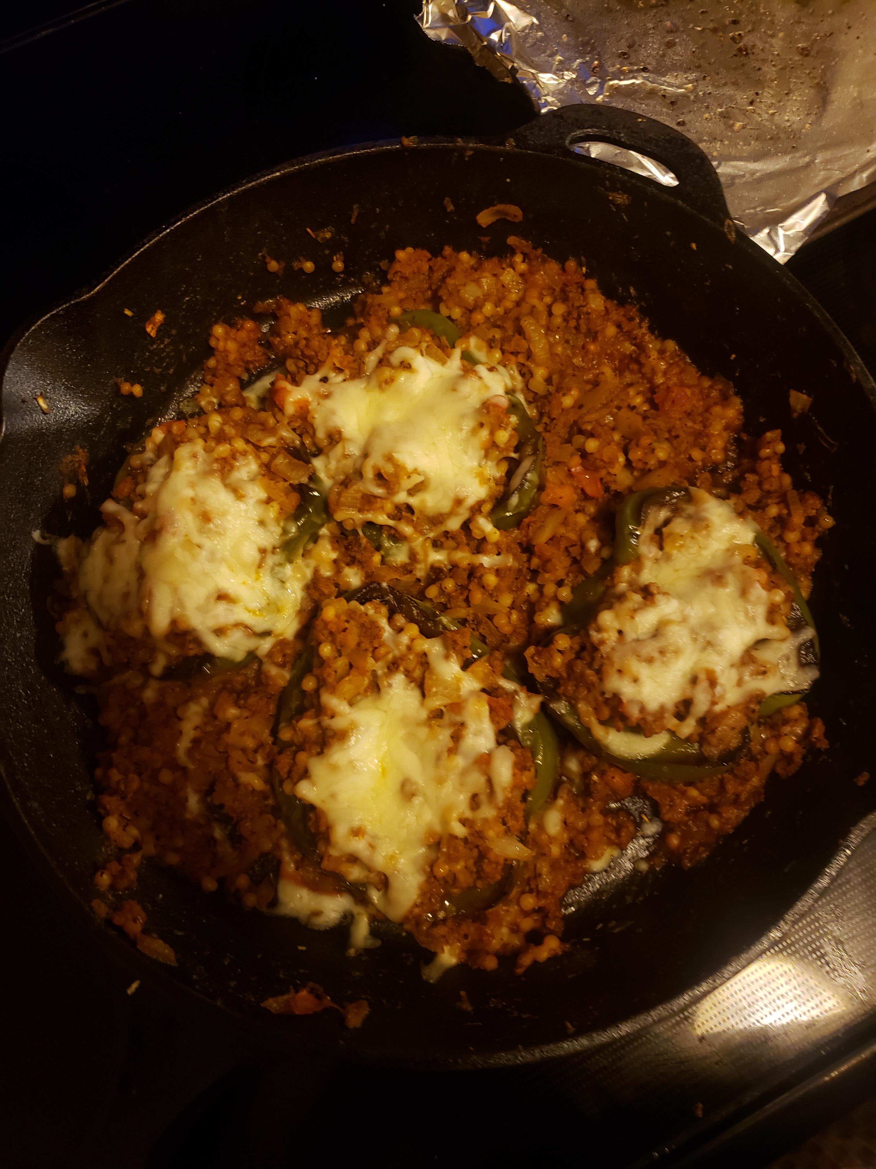 Tuscan beef stuffed peppers with couscous and mozzarella r/hellofresh