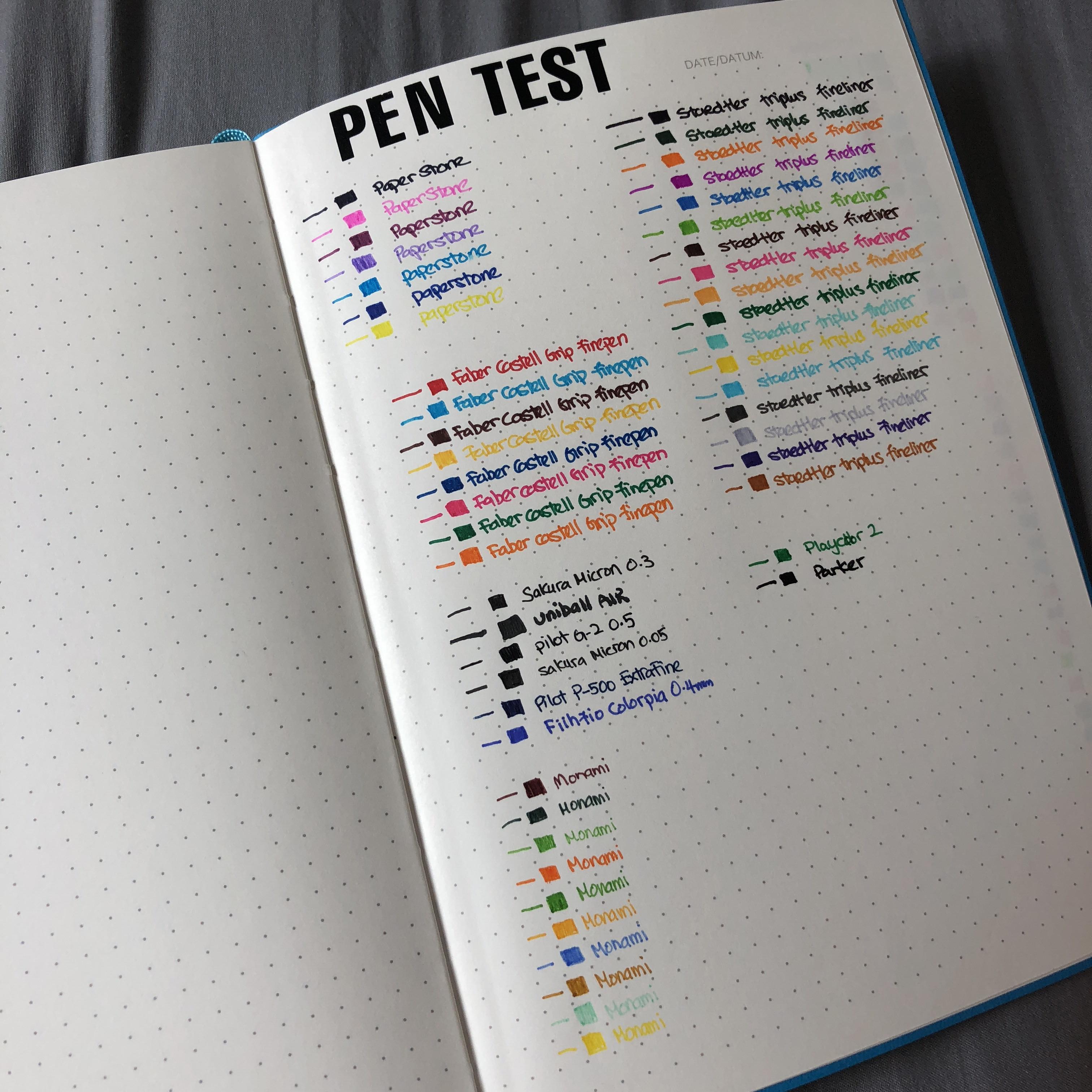 My pen test page at the back of my new bujo in September bujo pentest r/bulletjournal