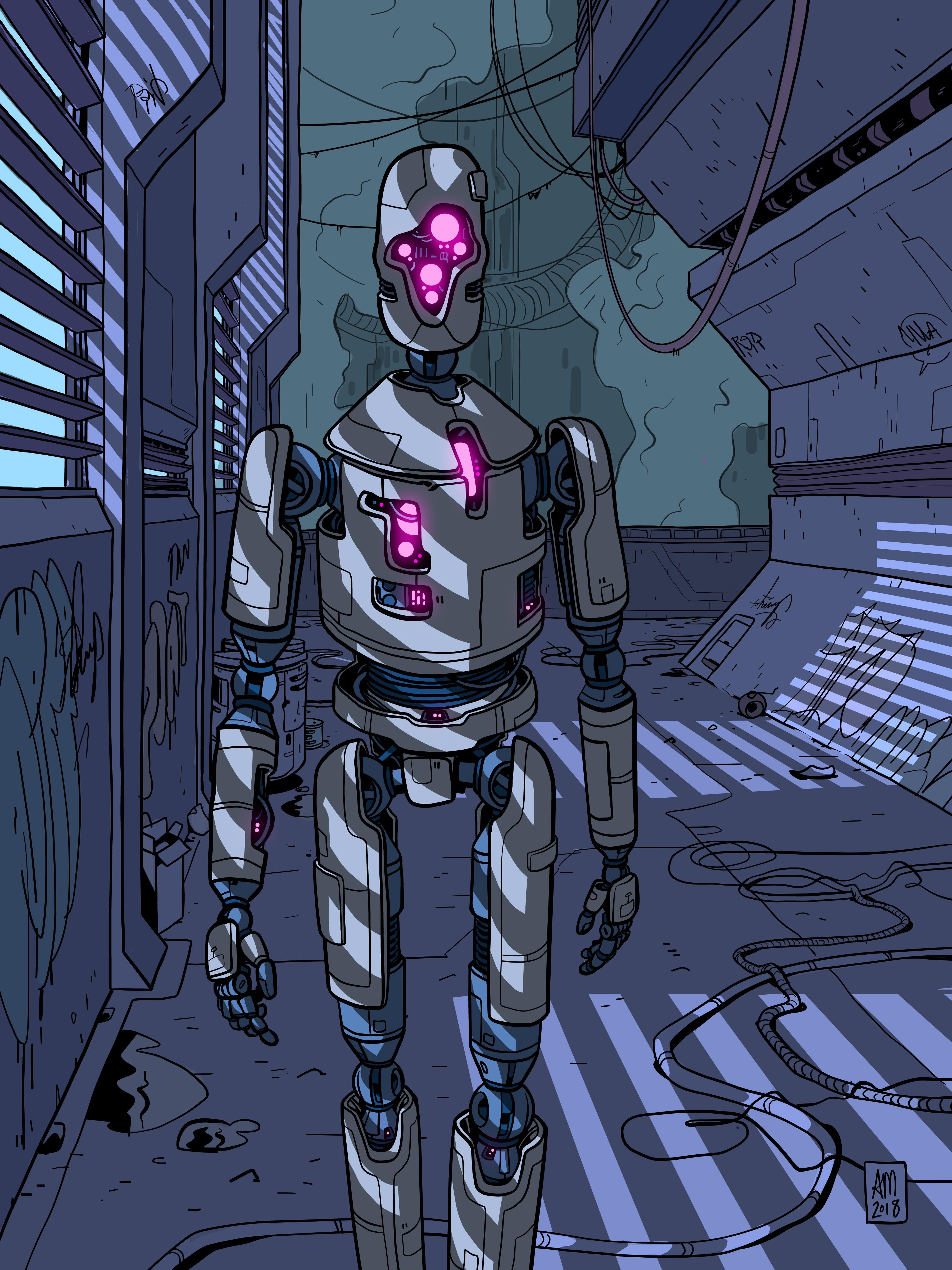 SciFi Friday 12, Robot Night Walker (Alex S Martin 2018) [OC] Cyberpunk