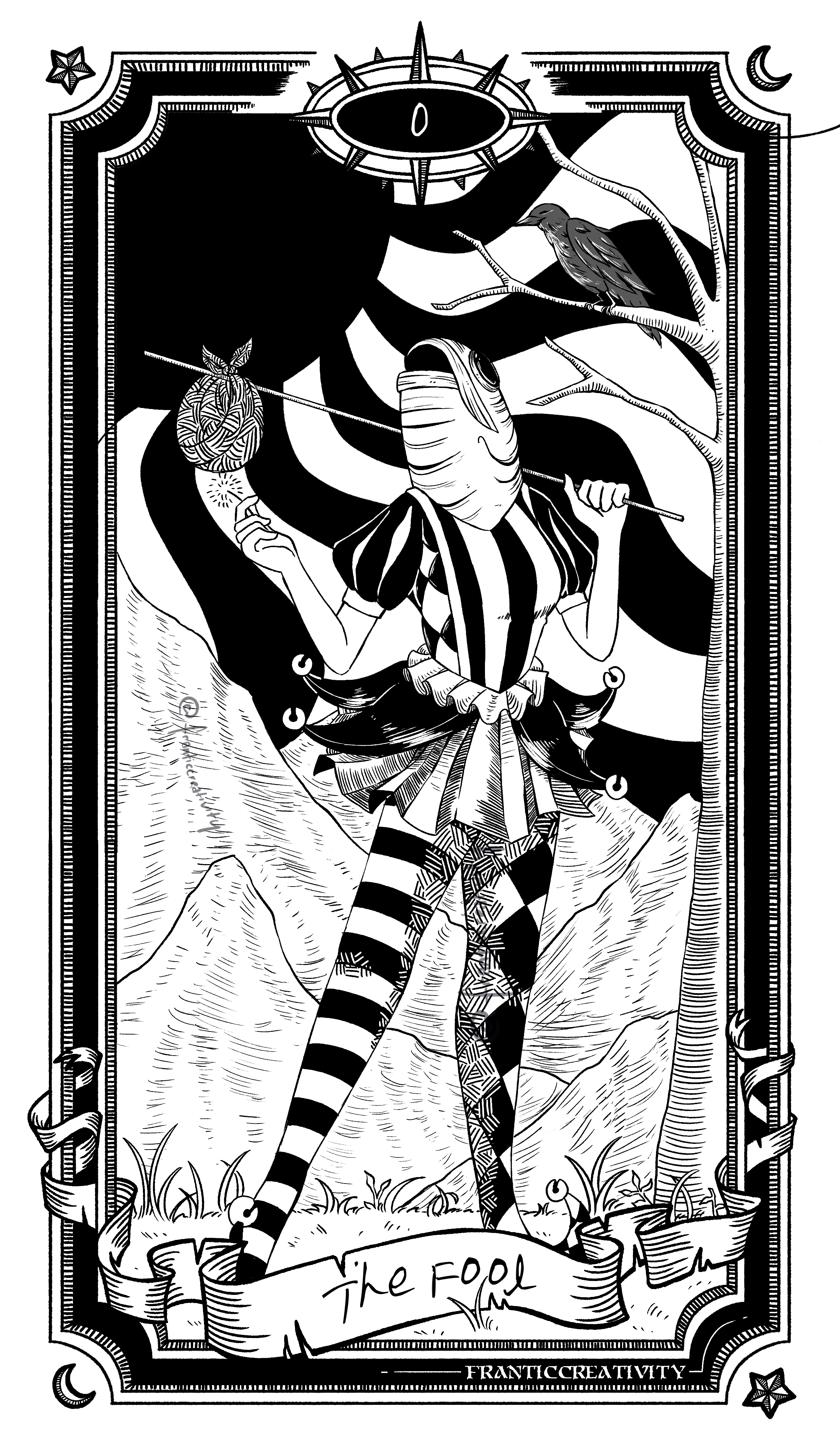 finished my Fool card and decided to use a font for the numbers and