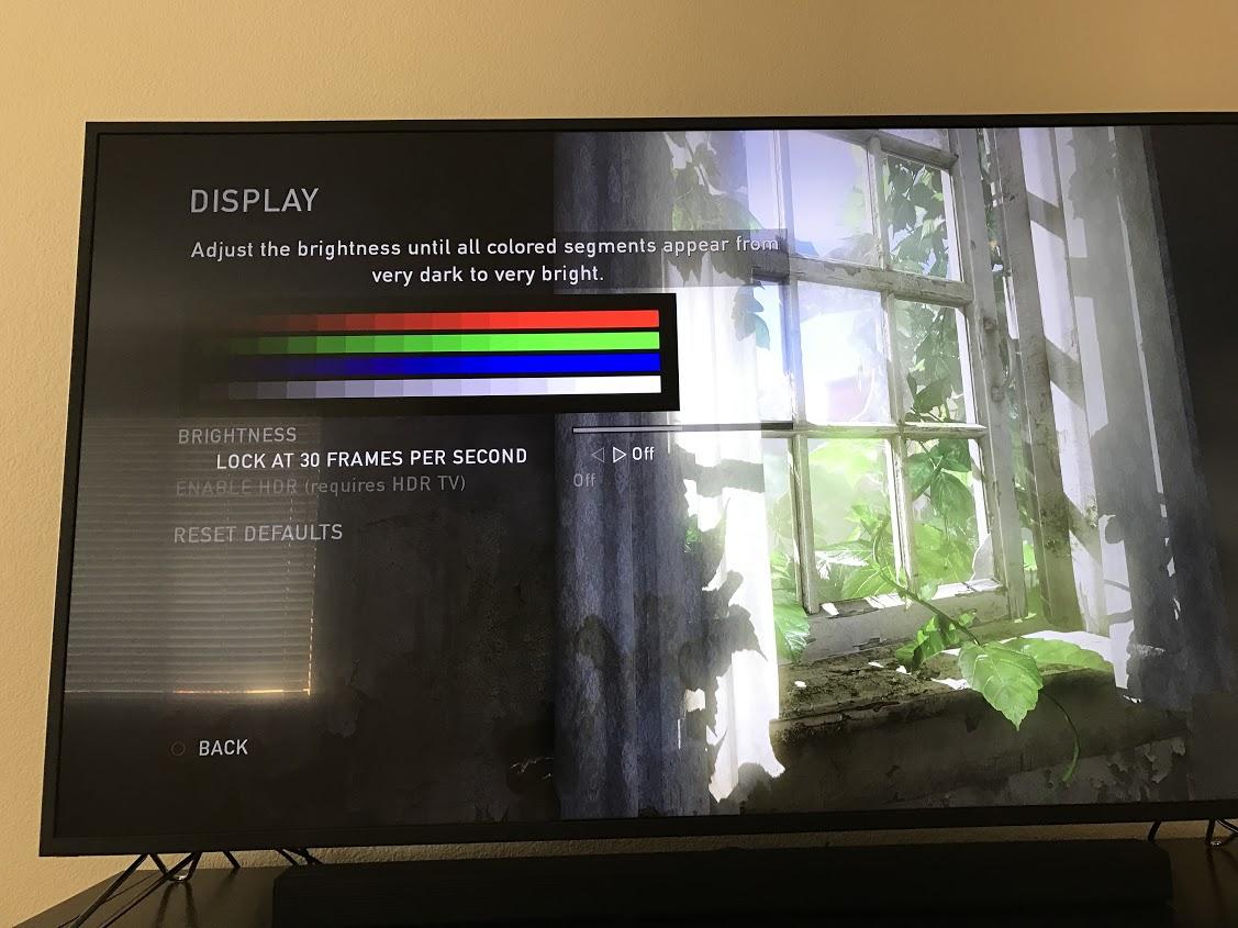 Why is the HDR option grayed out on Last of Us Remastered on a PS4 Pro