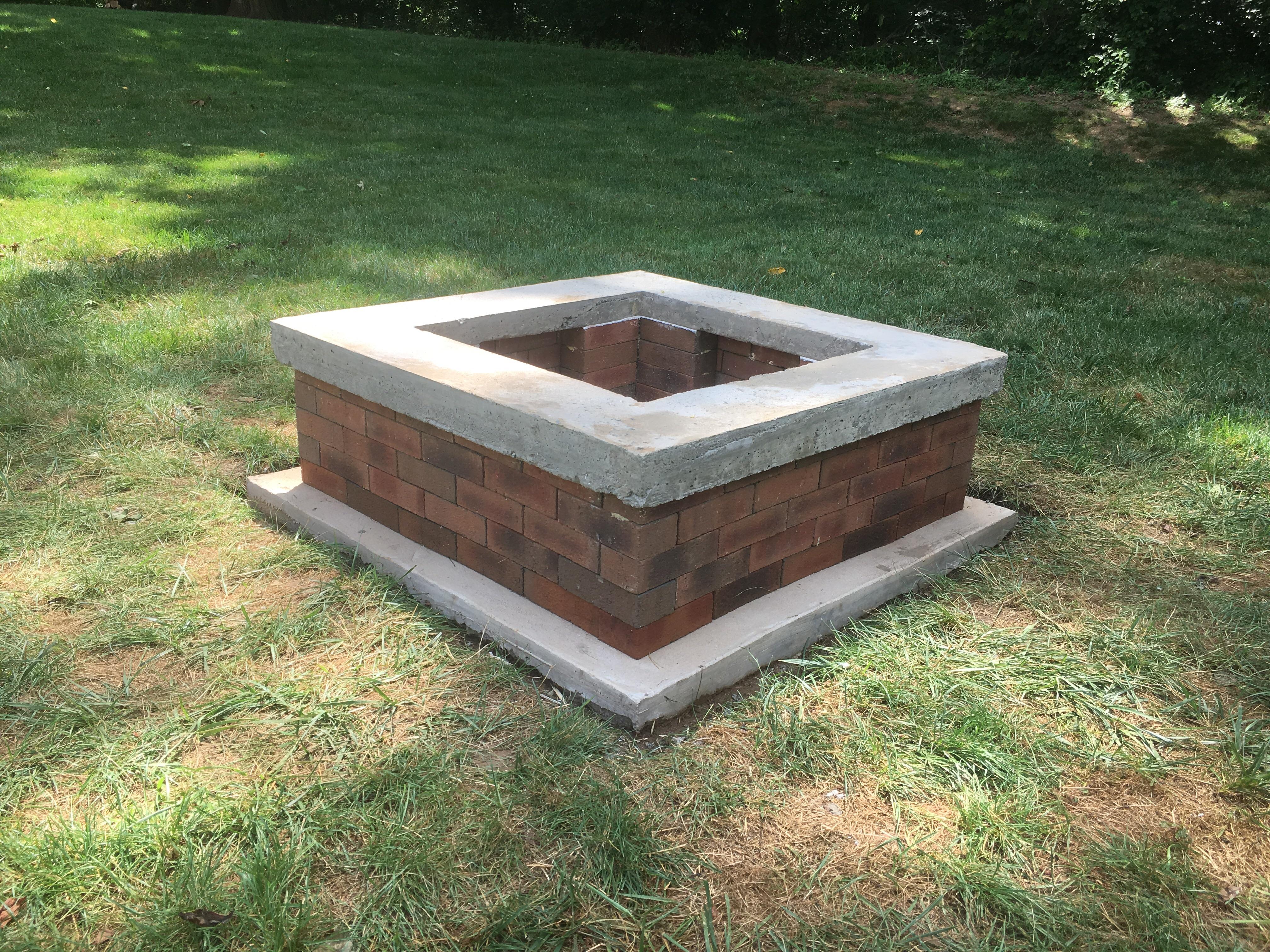 Fire pit with concrete top with leftover materials from a chimney job