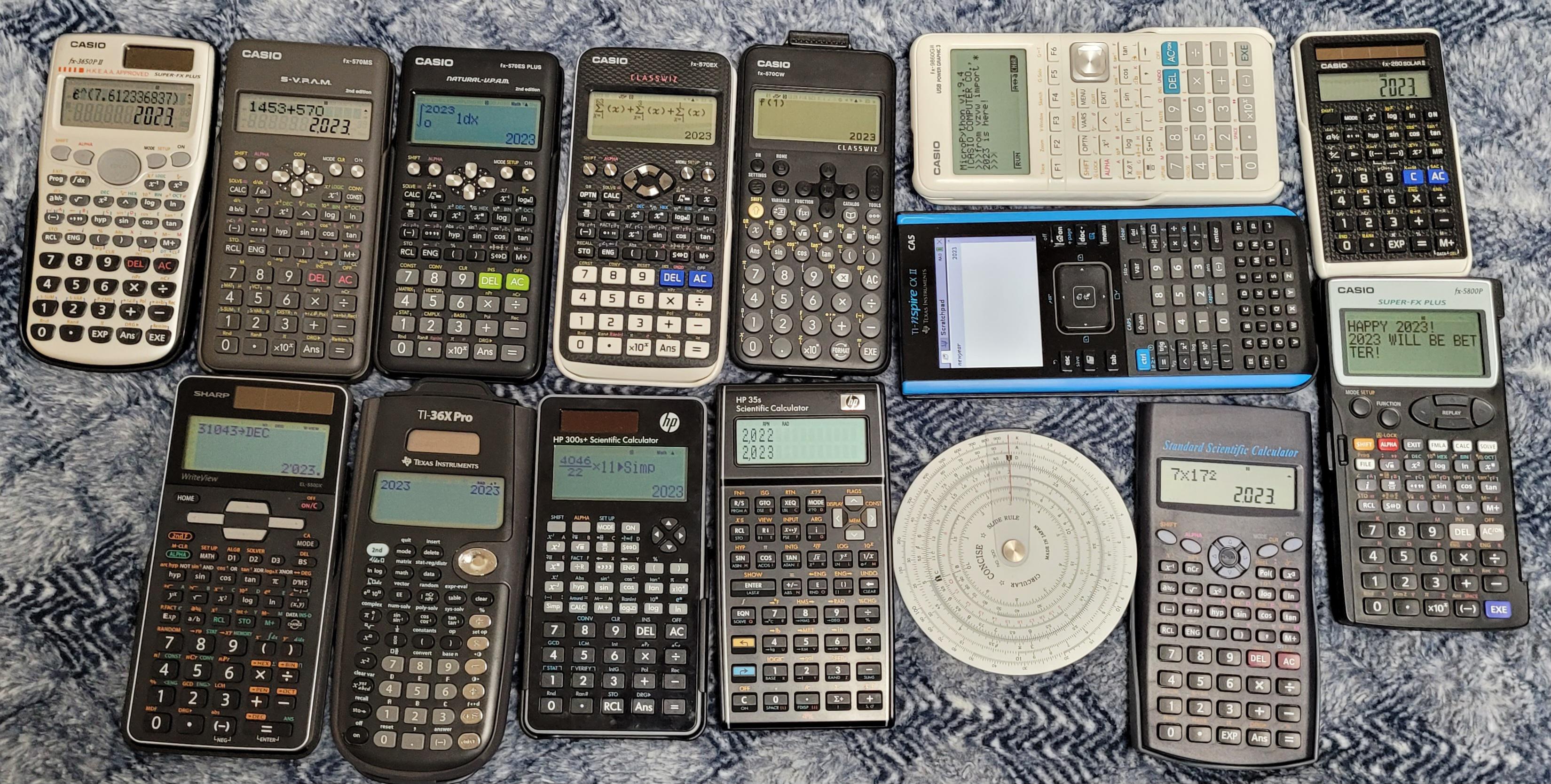 Collection of my calculators celebrating 2023! r/calculators
