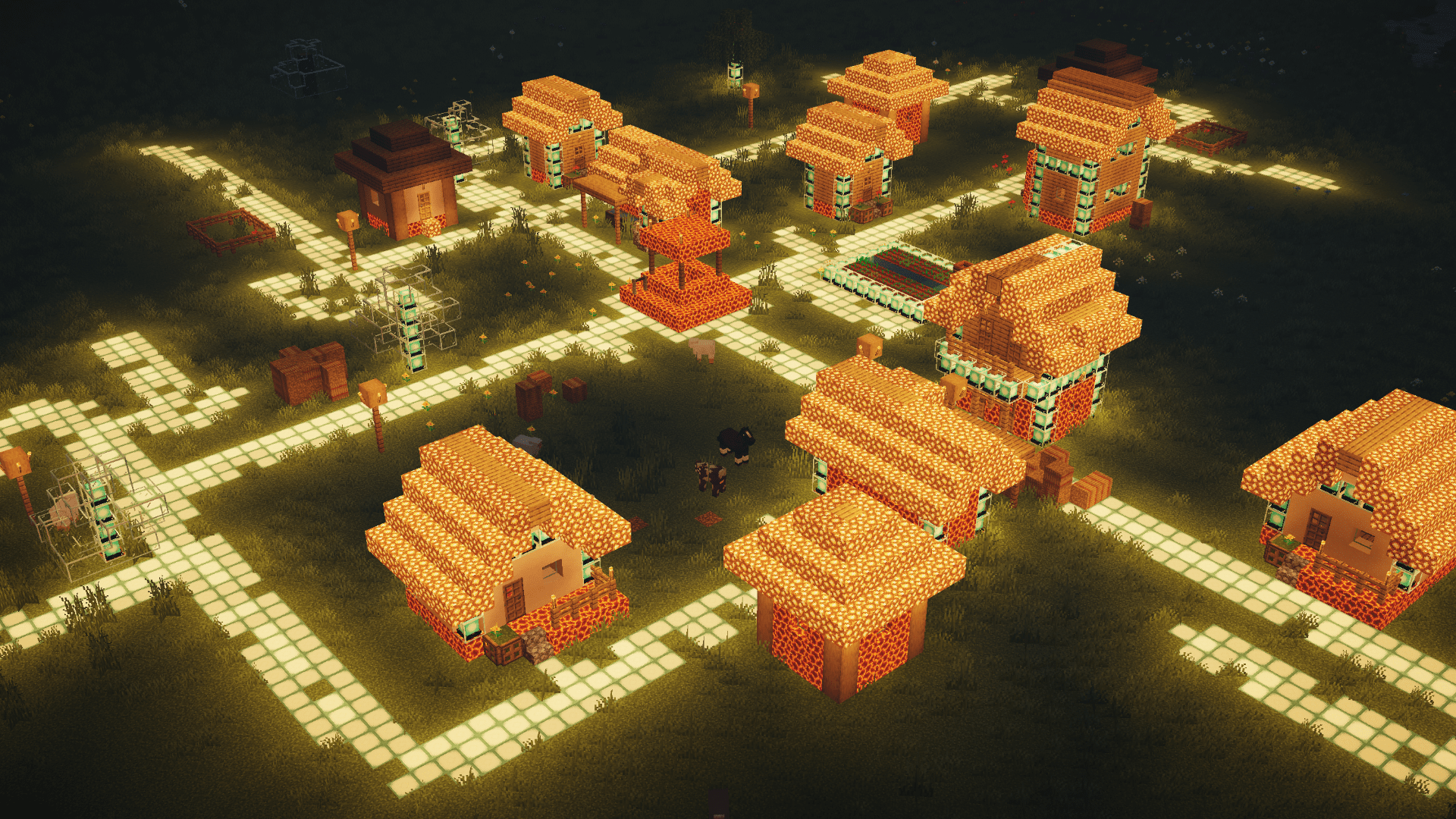 So I made a glowing village r/Minecraft