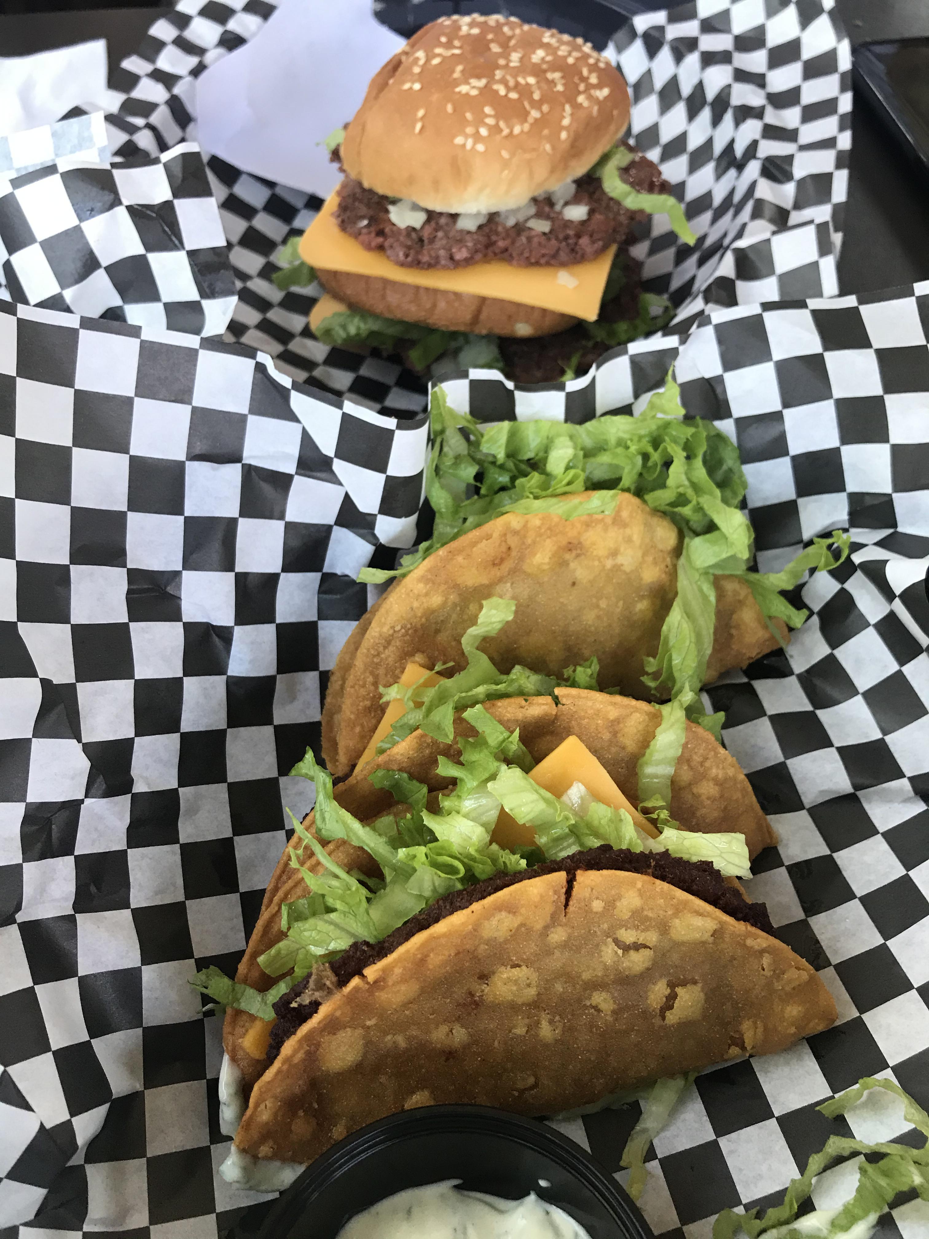 Vegan “jack in the box” tacos and a “Big Mak” from Utah Station in St
