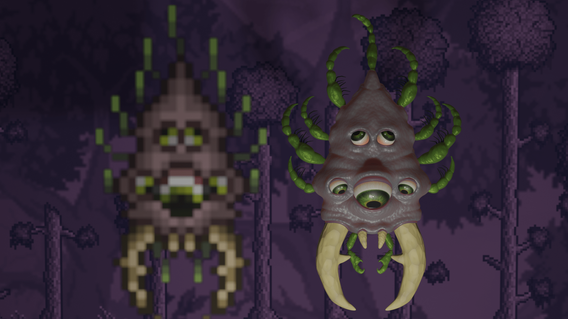 I modeled an Eater of Souls to celebrate 1.4! (OC) Terraria