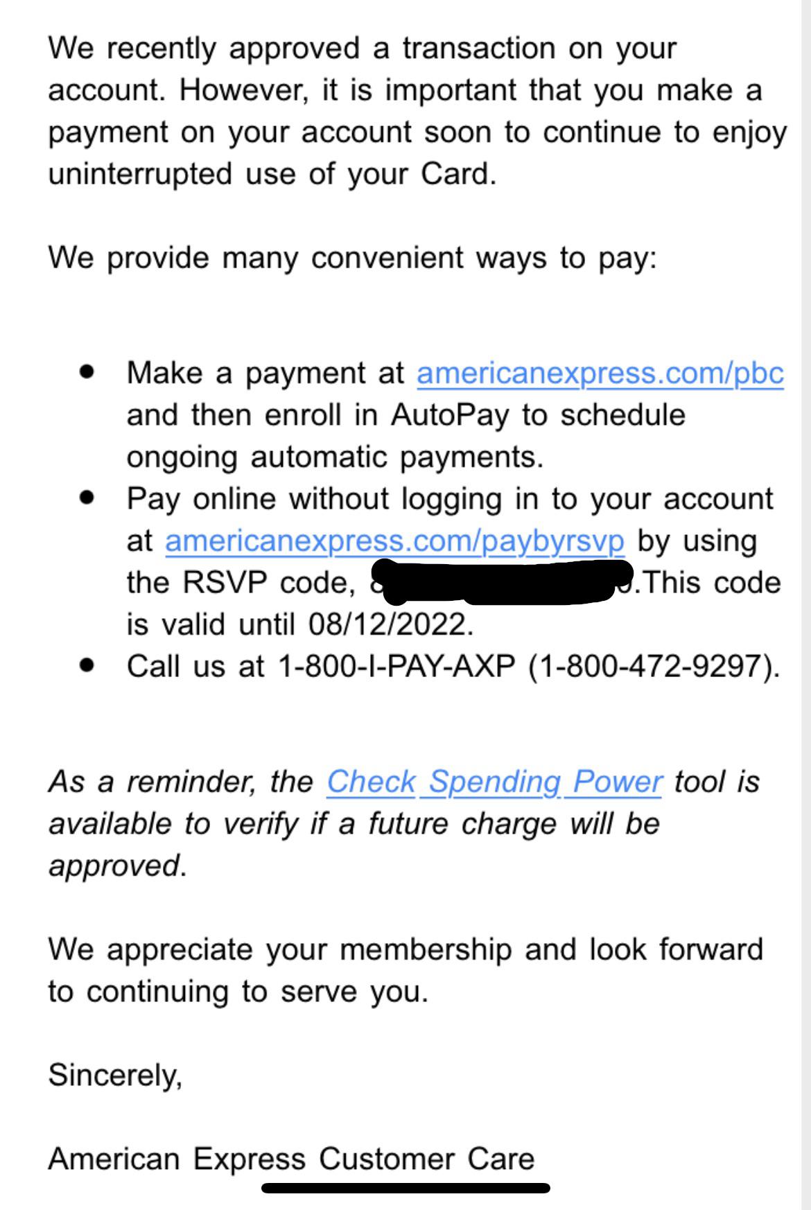 Got this email, made significant payment, then one small transaction