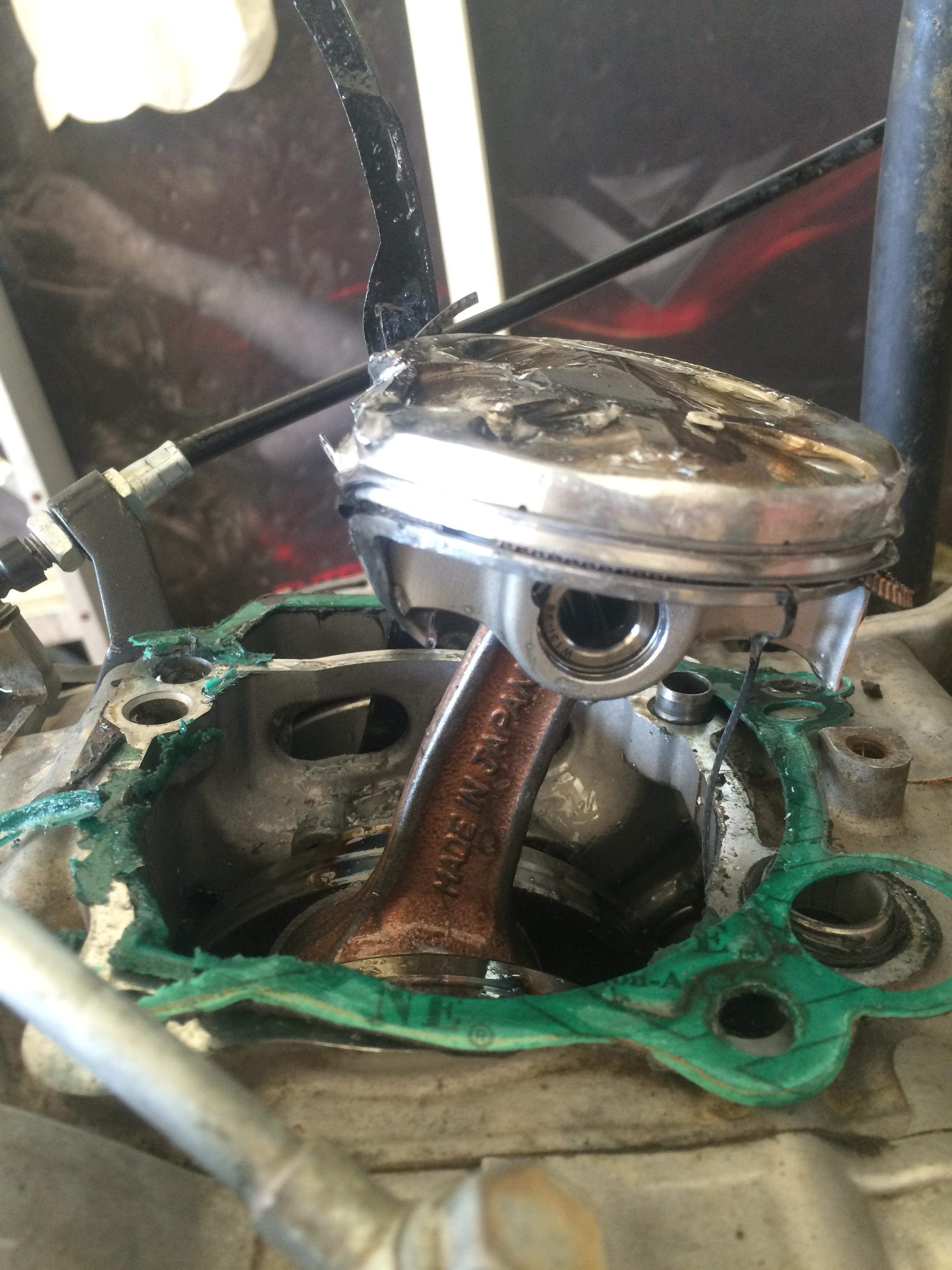 Here’s my blown yfz250 motor, new piston and head less than 2 hrs on it