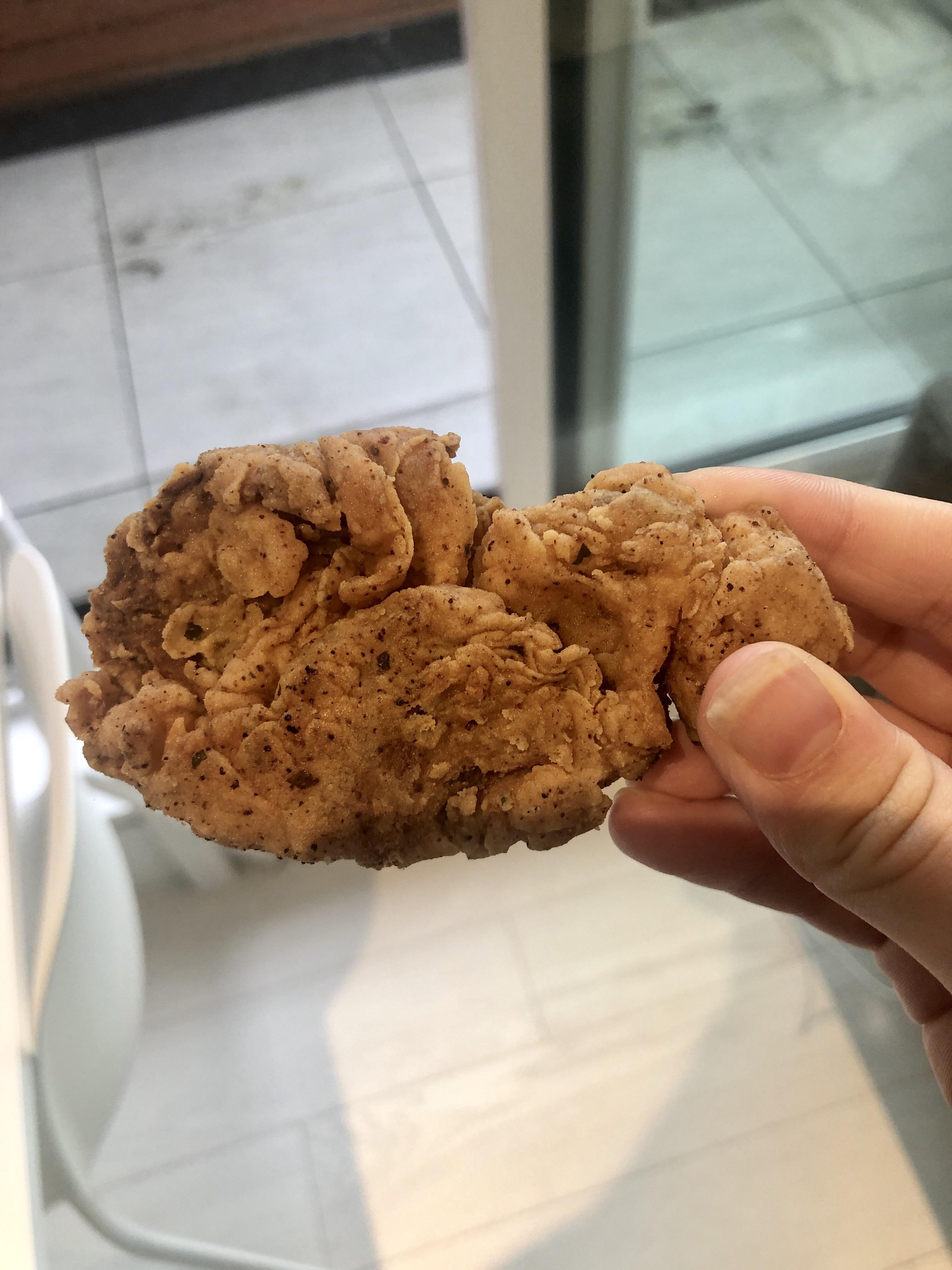 vegan fried "chicken" made from seitan ! this was the first time i made it but it came out so so