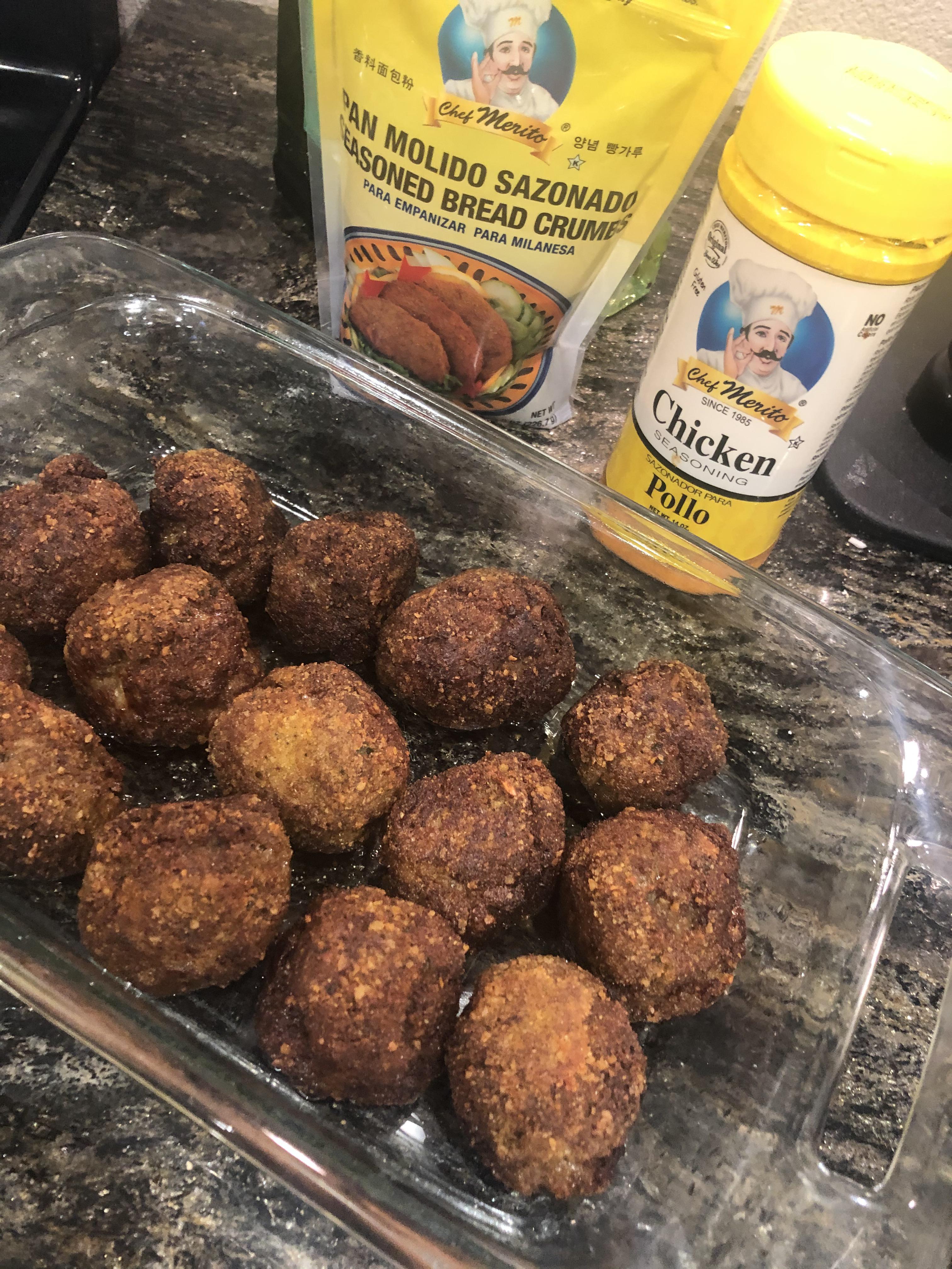 Made my mom’s breaded meatballs. Recipe in comments! Take no time to