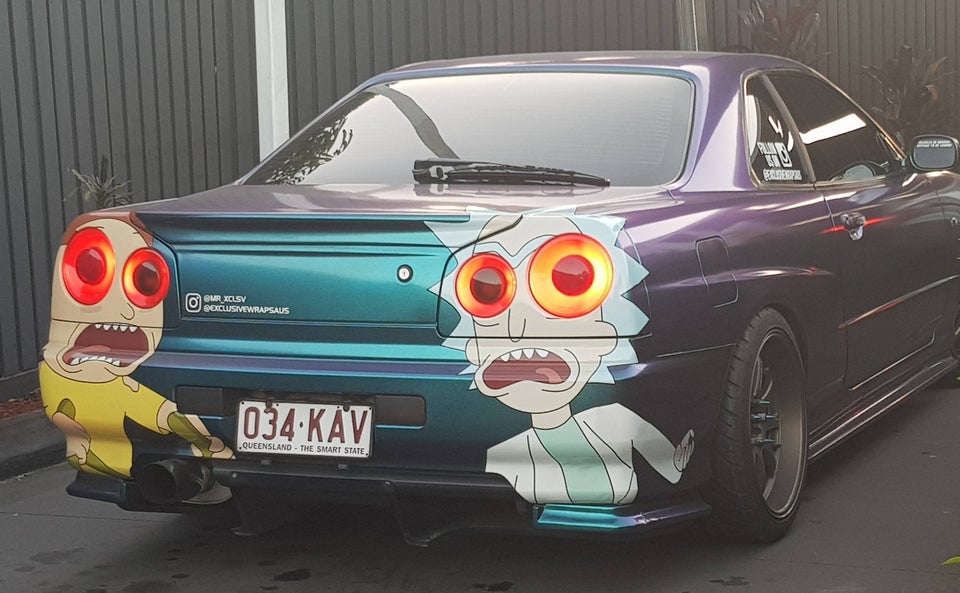 Awesome Rick and Morty themed car with QLD plates crosspost from Funny sub r/brisbane