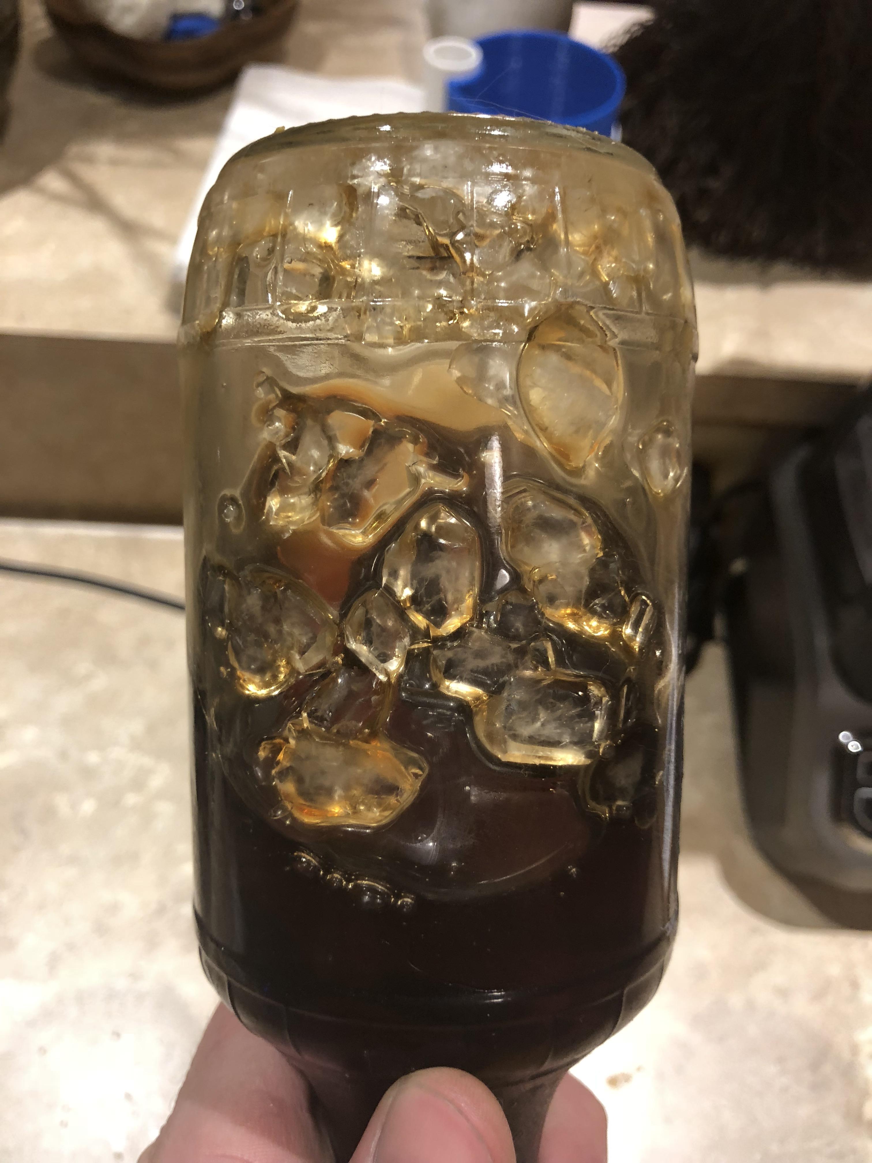 Huge sugar crystals formed in my maple syrup r/mildlyinteresting