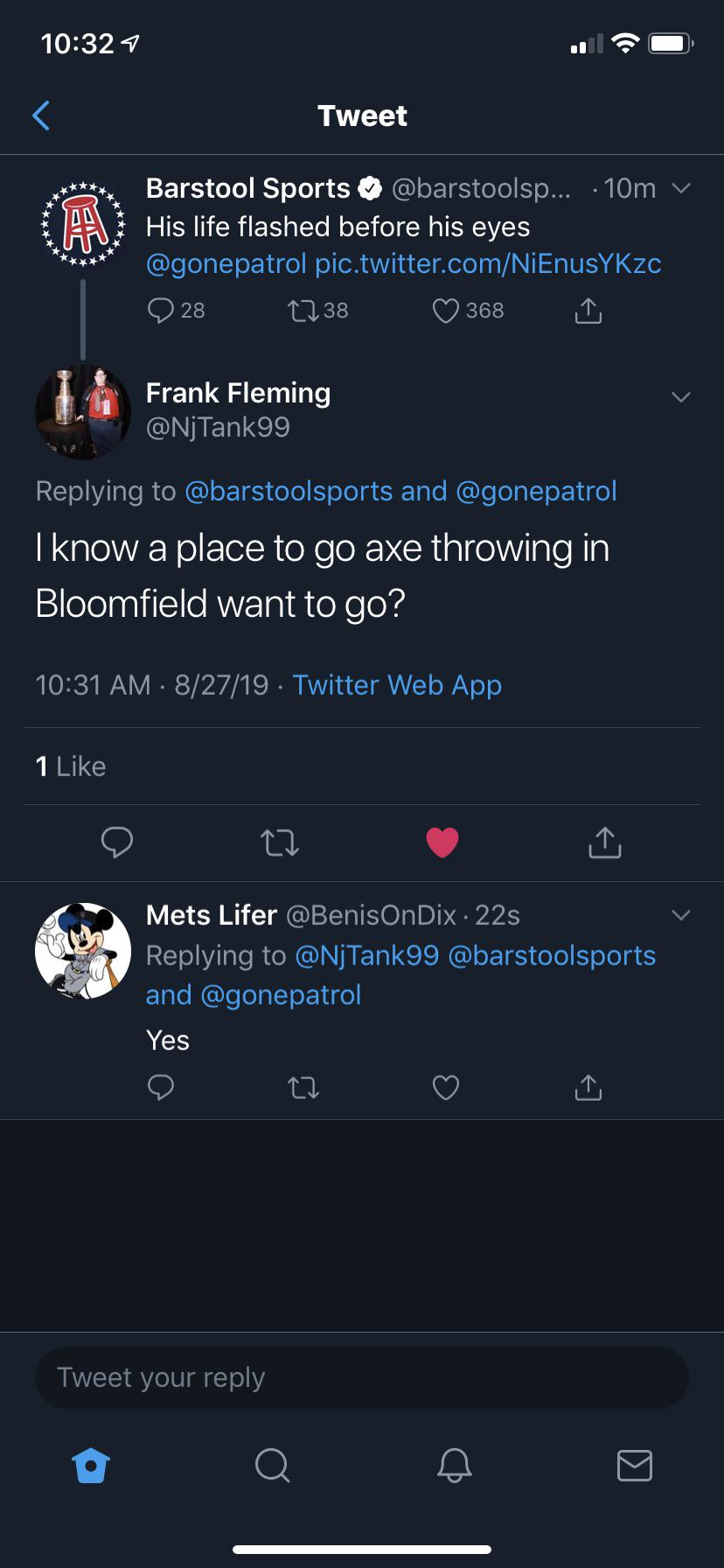 Love Frank trying to make plans with the main Barstool account r