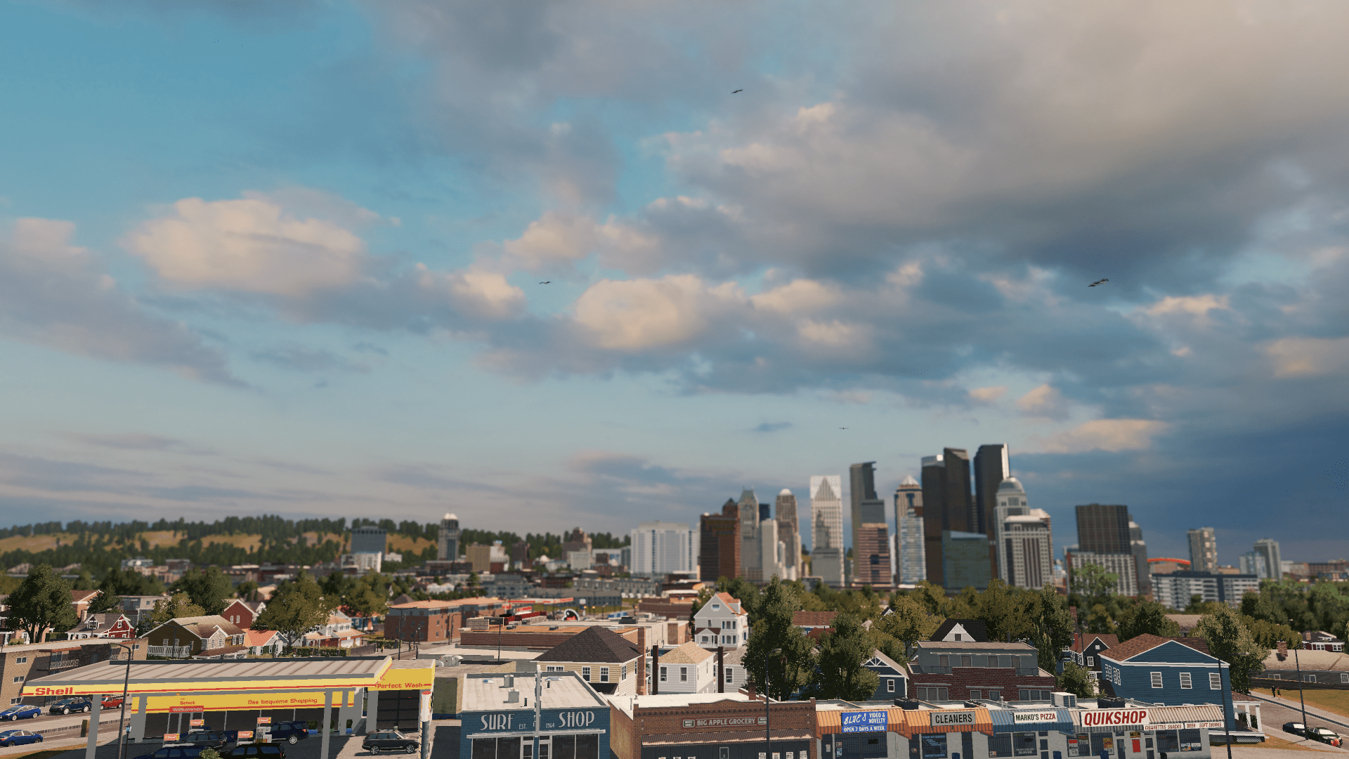 Downtown in the distance r/CitiesSkylines