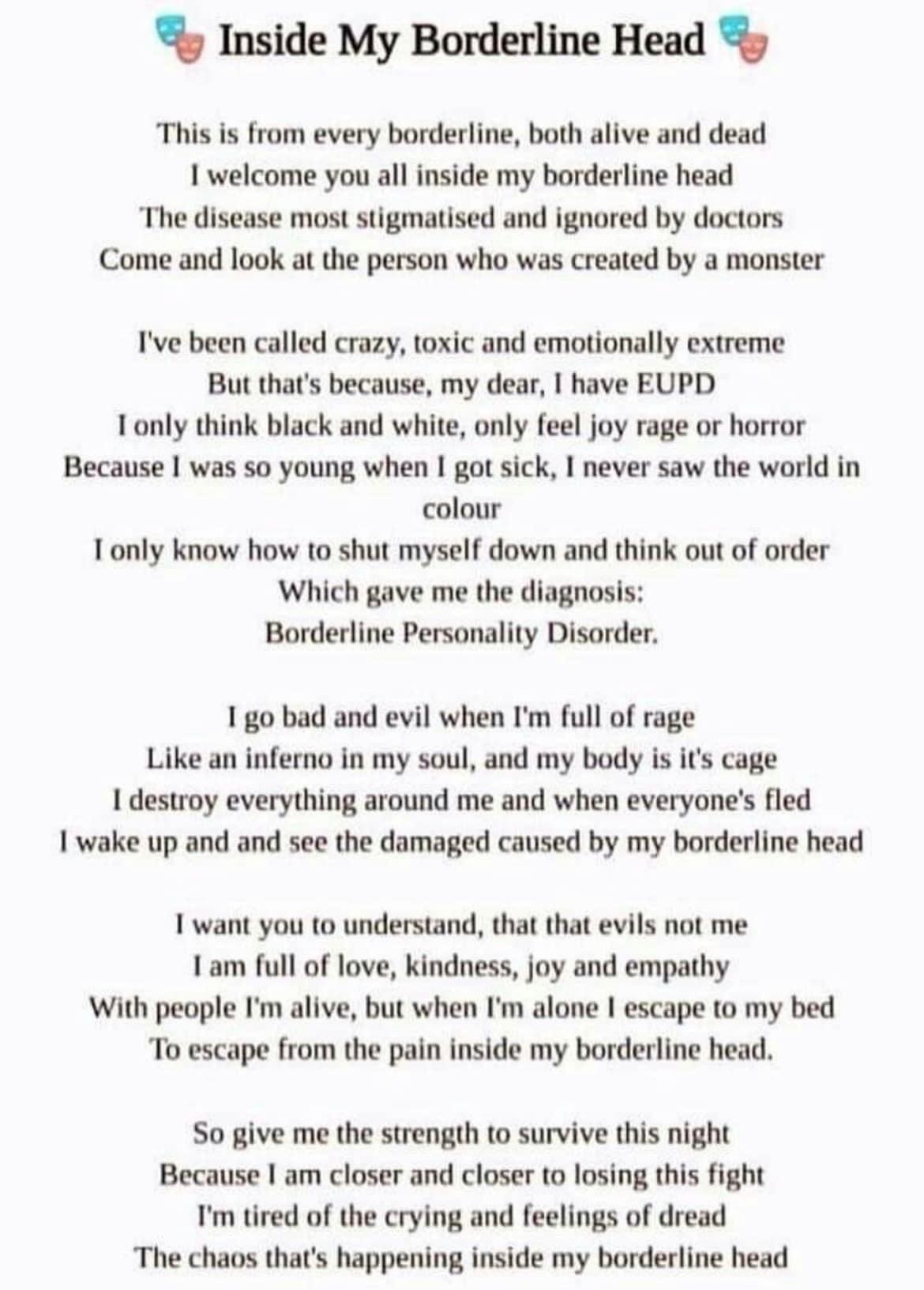 I found this BPD poem in a BPD support group, enjoy r/BPDmemes