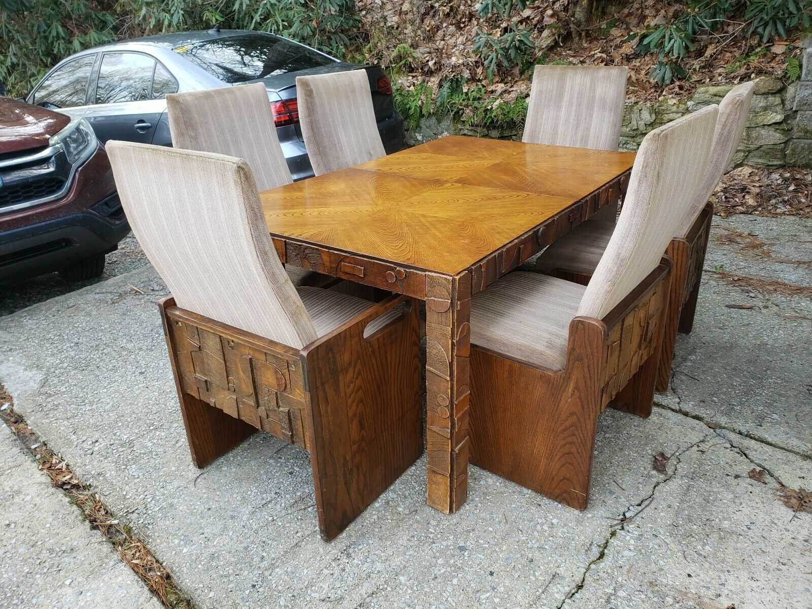 Lane Brutalist dining set from local thrift store r/ThriftStoreHauls