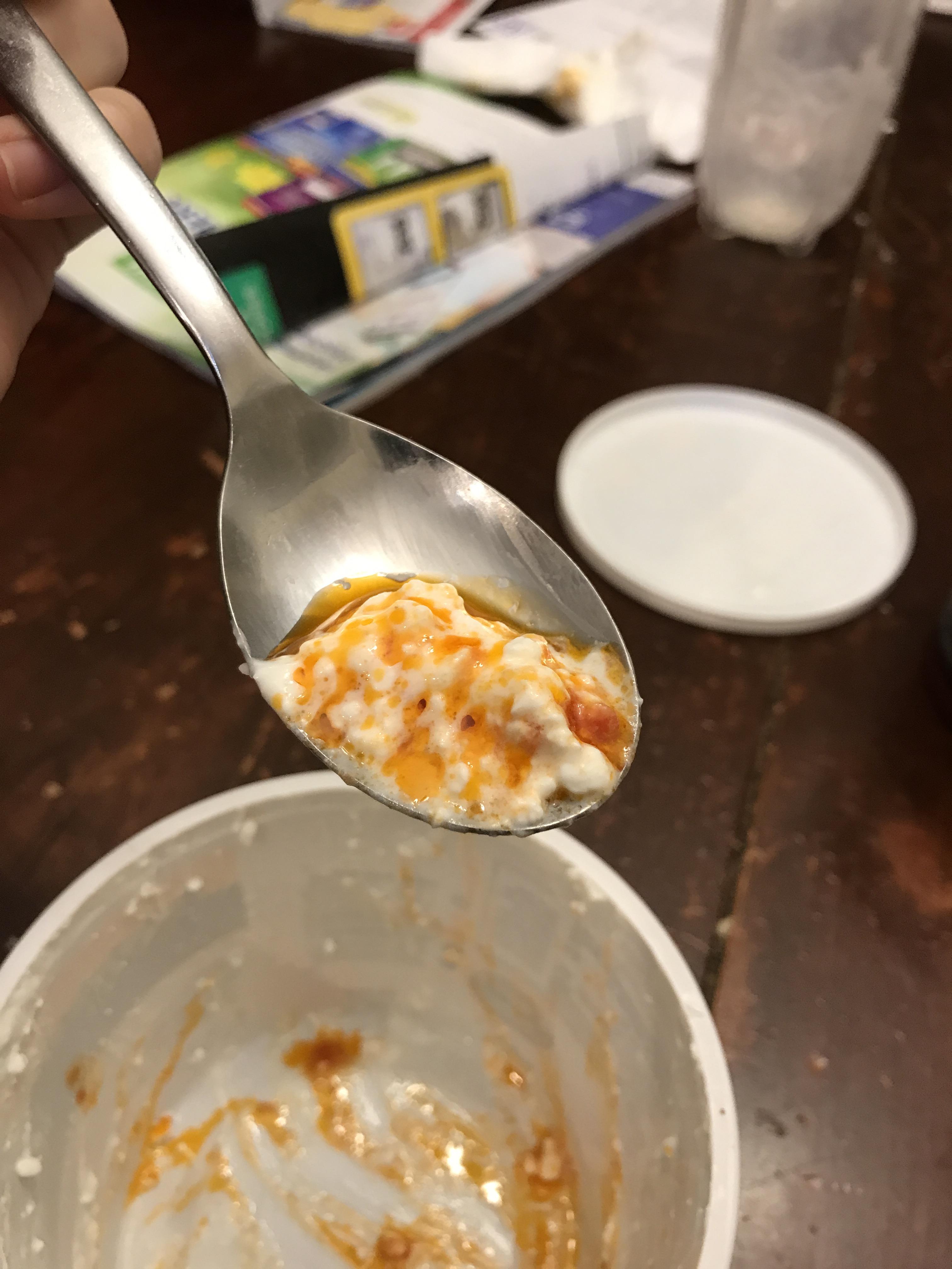 Cottage cheese and hot sauce r/shittyfoodporn