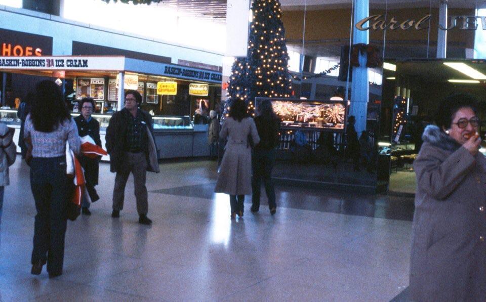 Smith Haven Mall Center Court during Christmas Season in 1981. Flagg