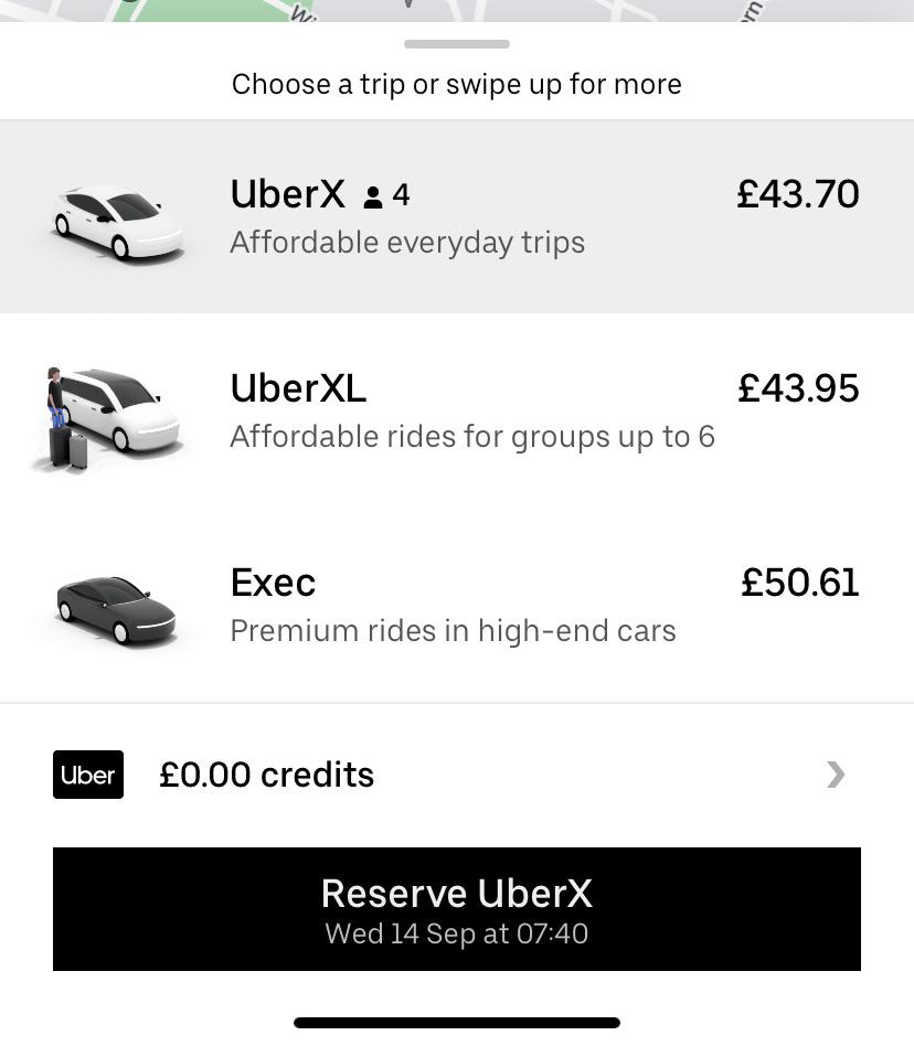 Uber is 7x more expensive to book in advance (6 hours from now) for no