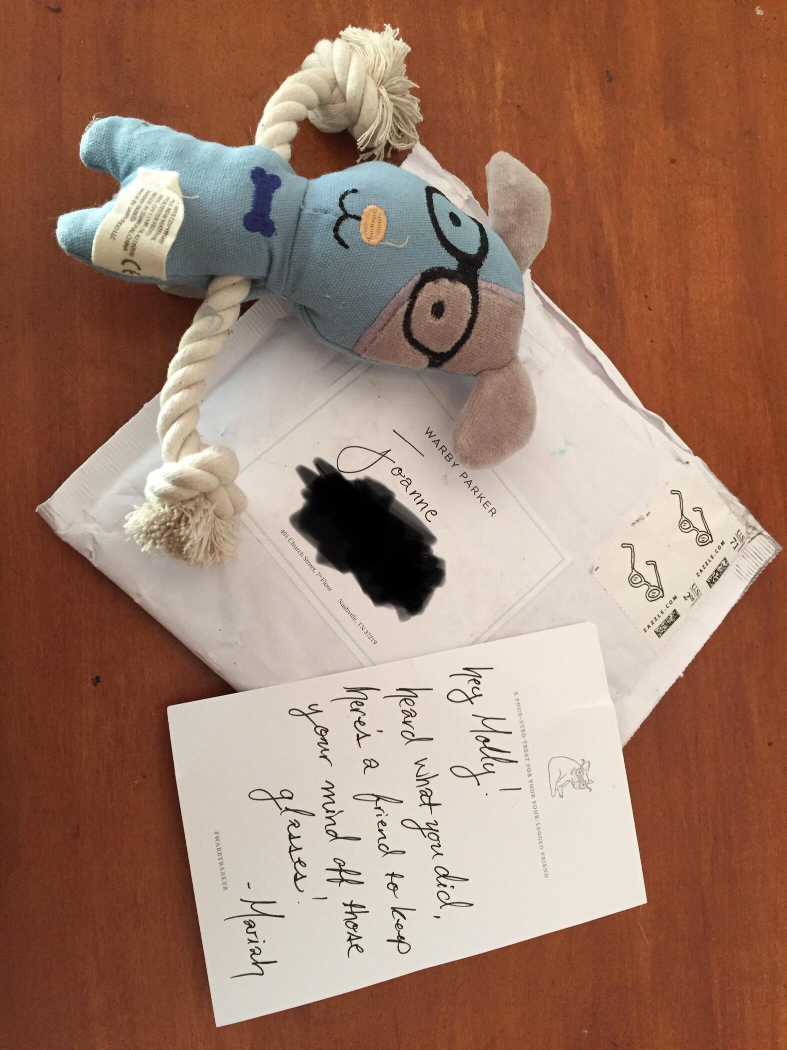 My dog Molly chewed my father in law’s glasses, in addition to a free