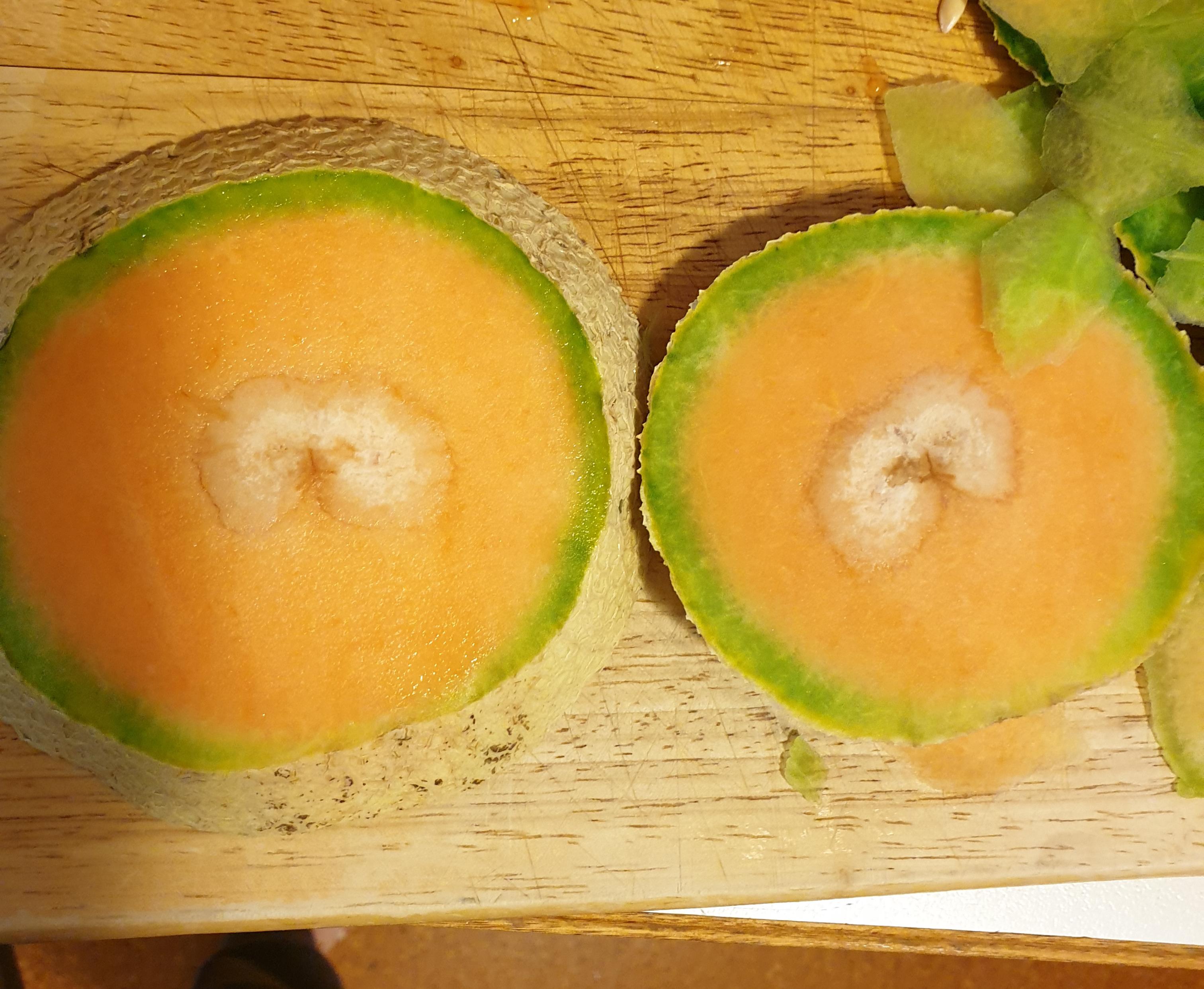 Does anyone know what this white patch in my cantaloupe is? r/fruit